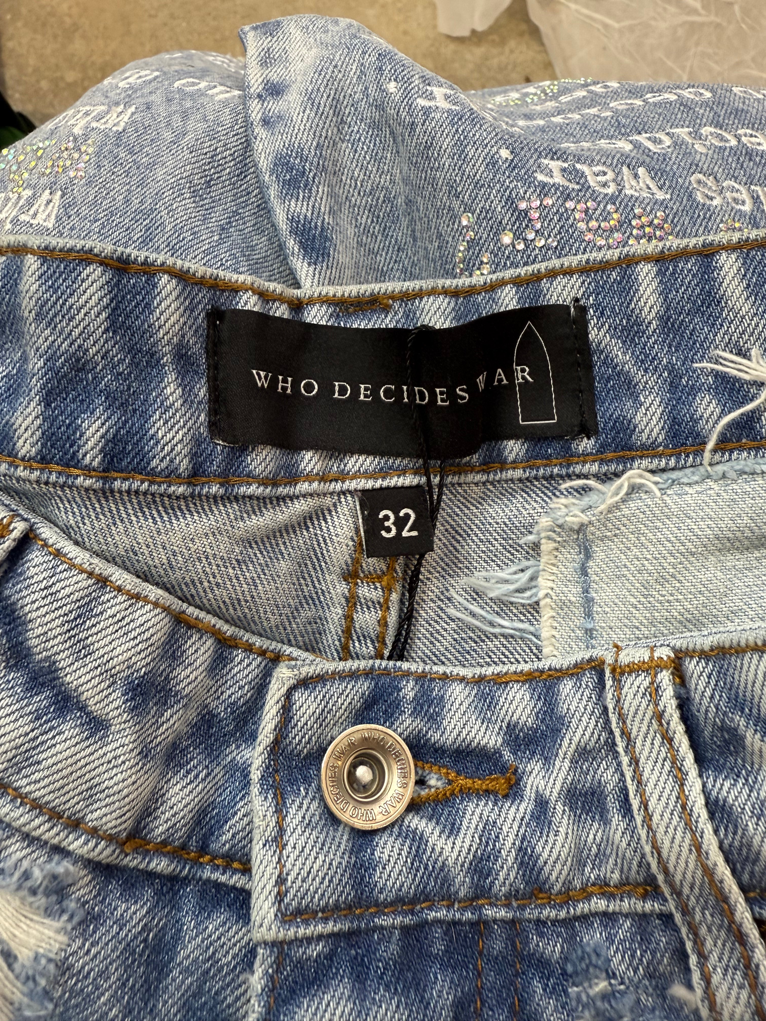 WDW Rhinestone Scripture Light Wash Jeans