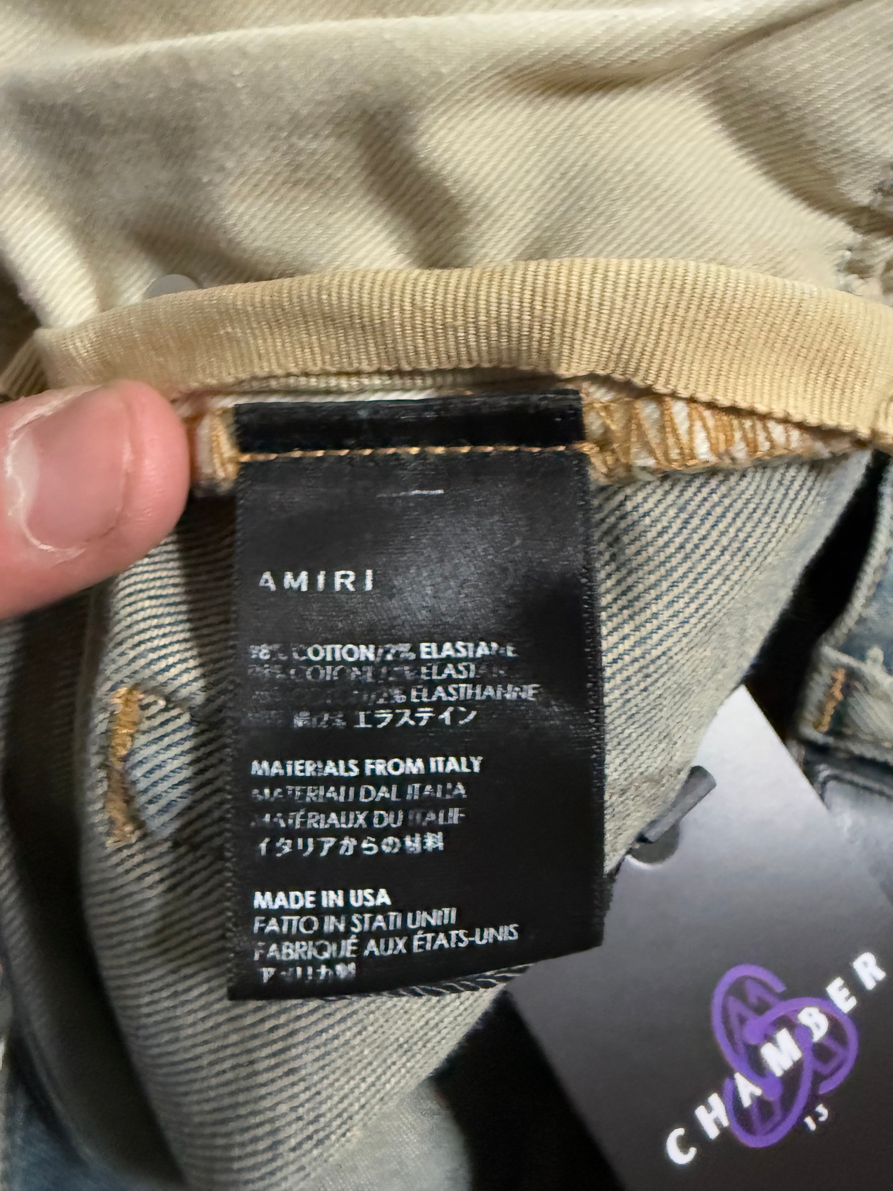 Amiri Age Wash Plain Knee Rip Jeans