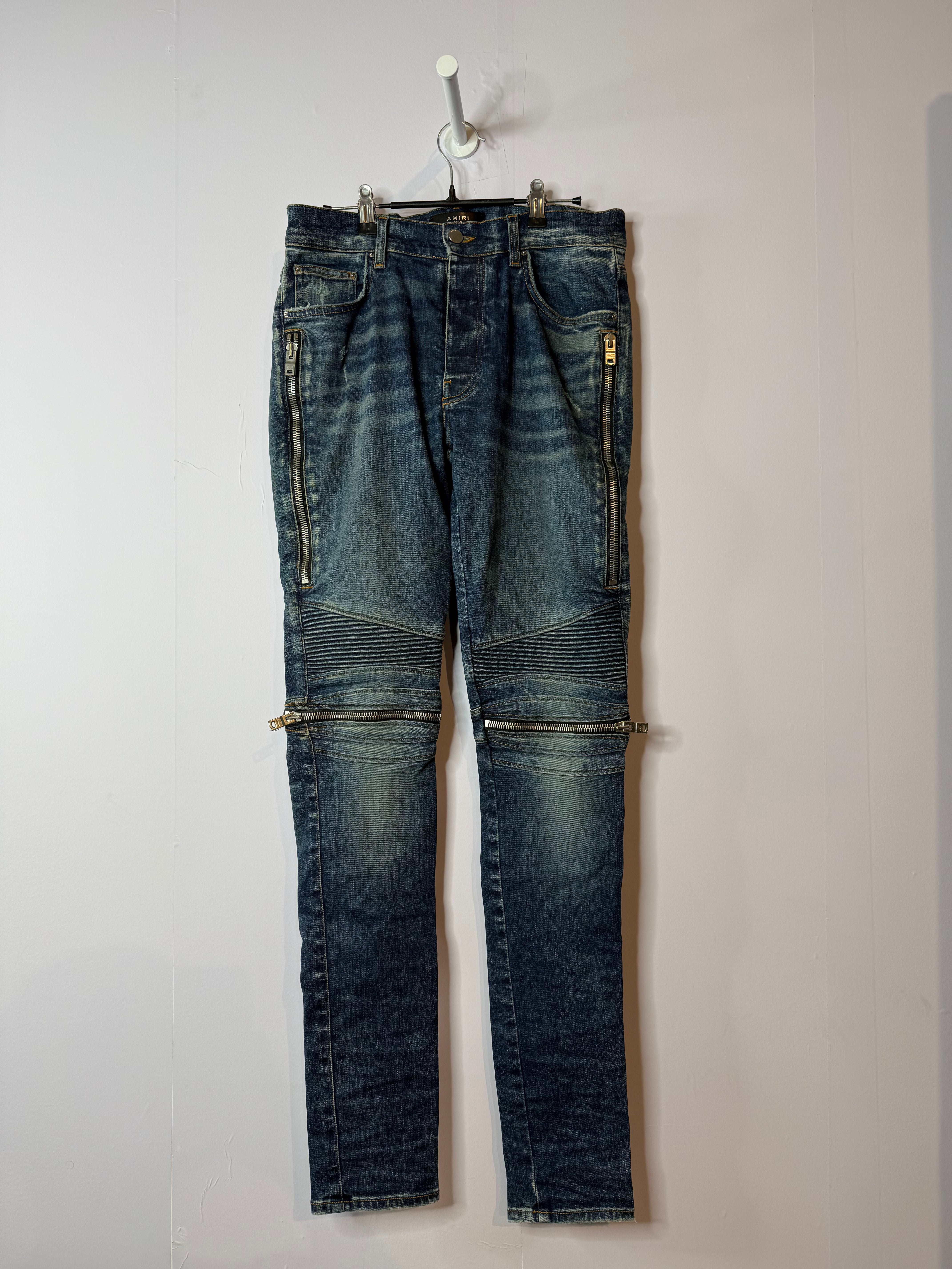 Amiri MX2 Dark Wash Denim Patch Jeans