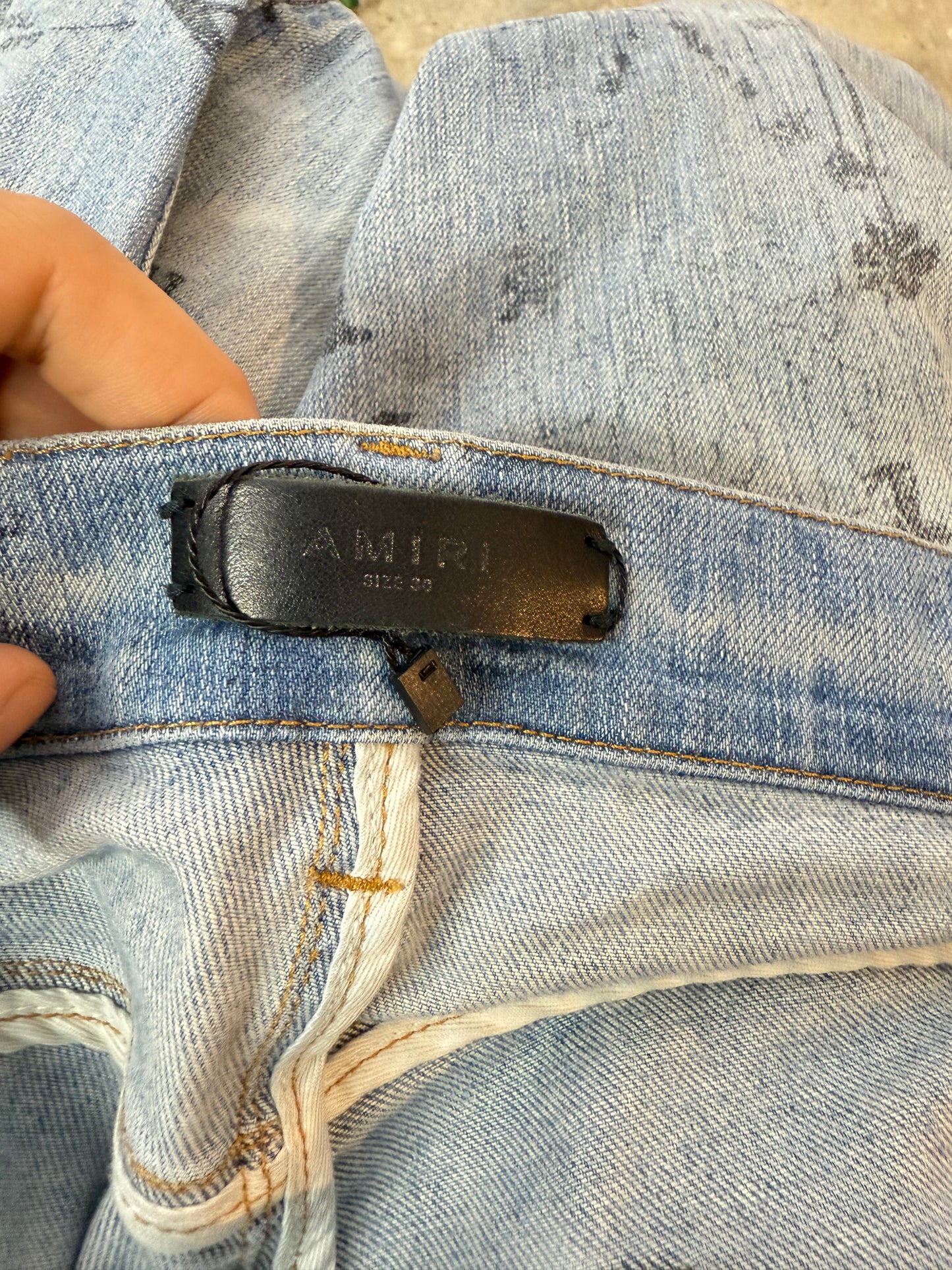 Amiri All Over Thrasher Blue Jeans