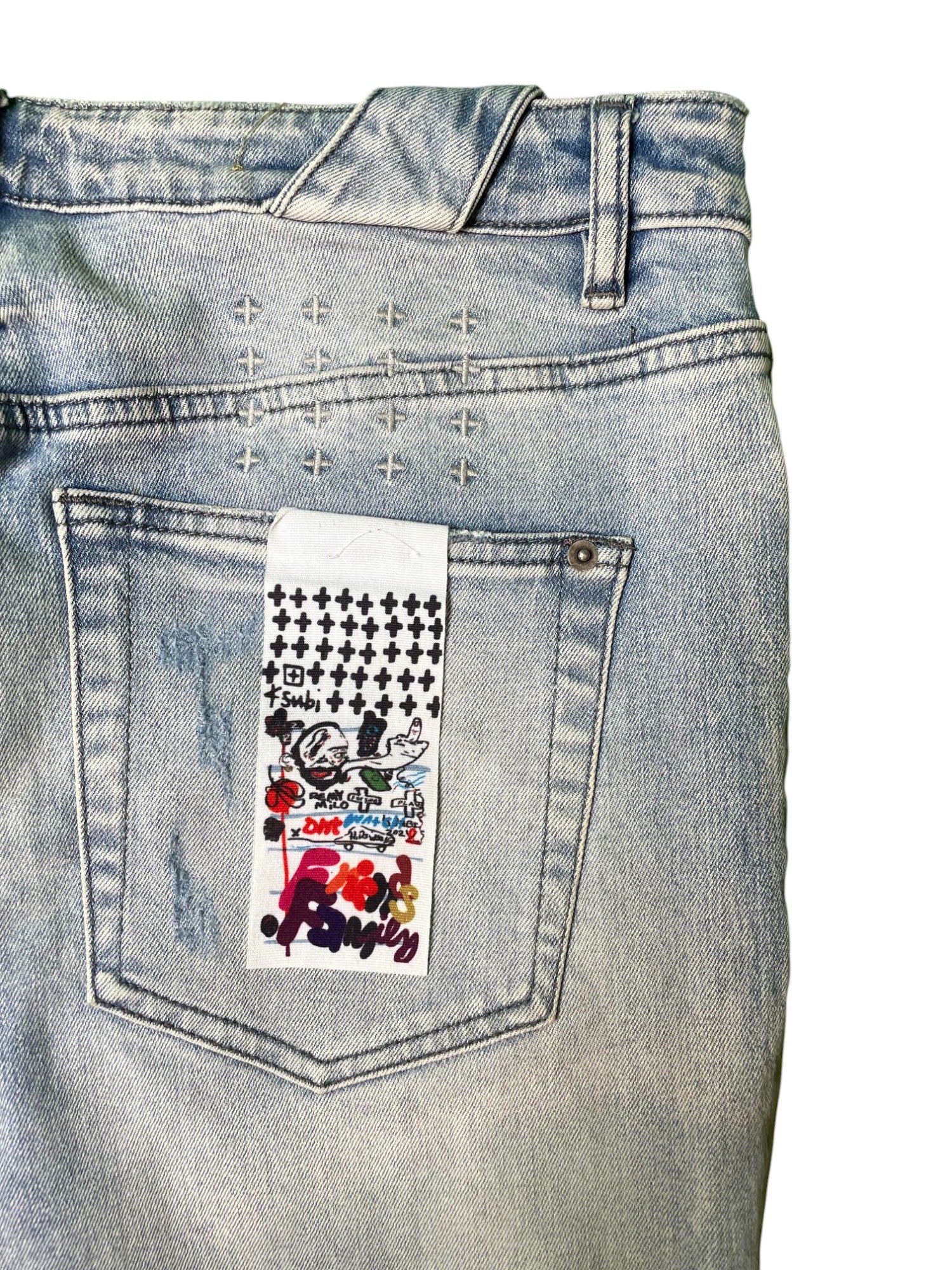 Ksubi "Multi Color Writing" Light Wash Blue Jeans