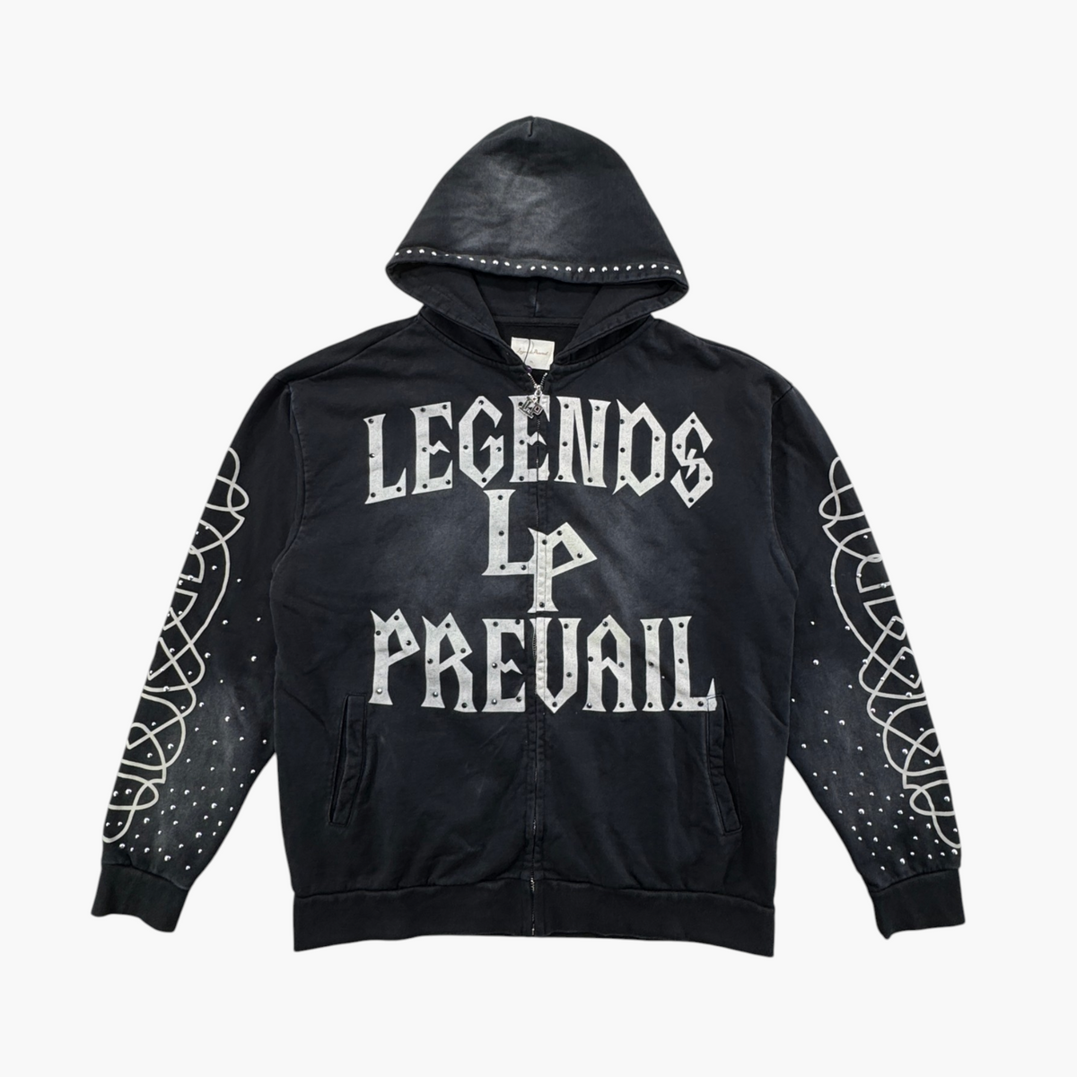 Prevail Studded Black Wash Zip Up