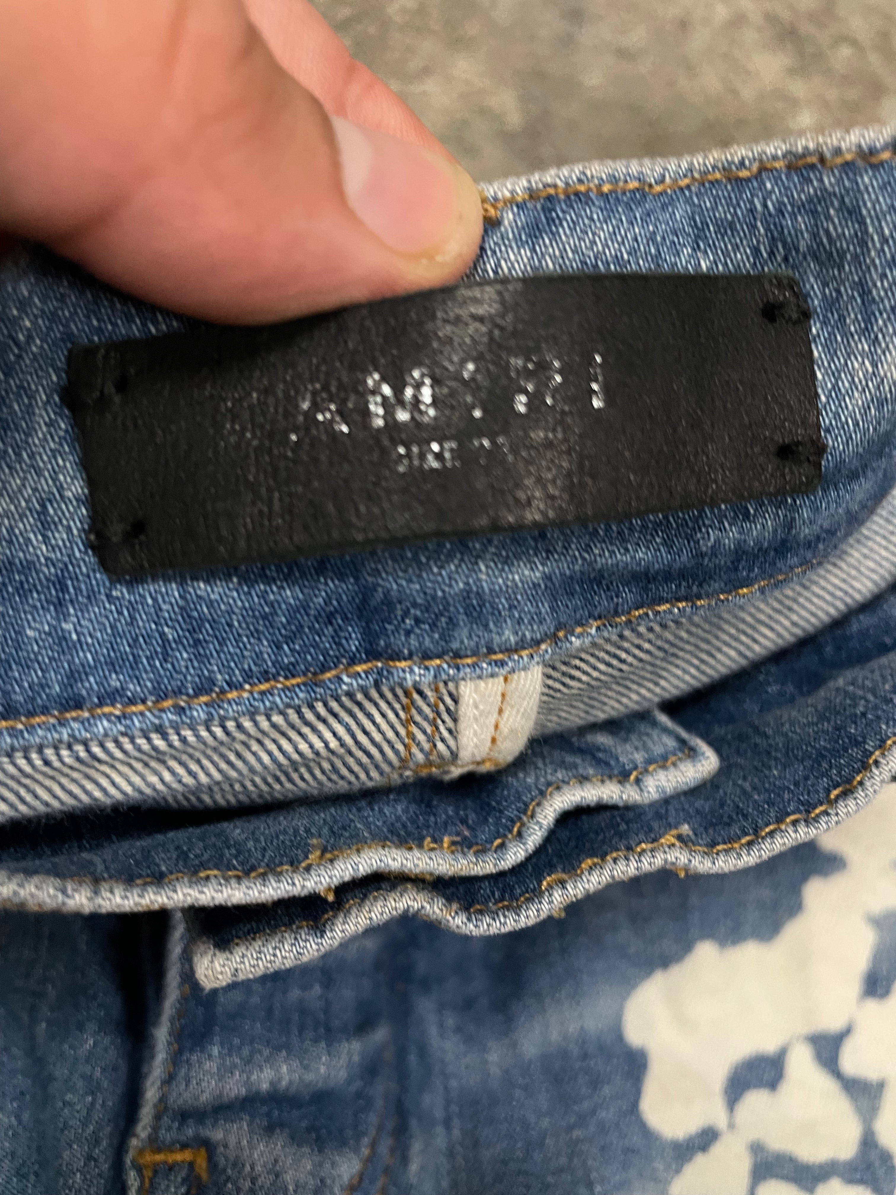 Amiri Floral Thrasher Cream Light Wash Jeans