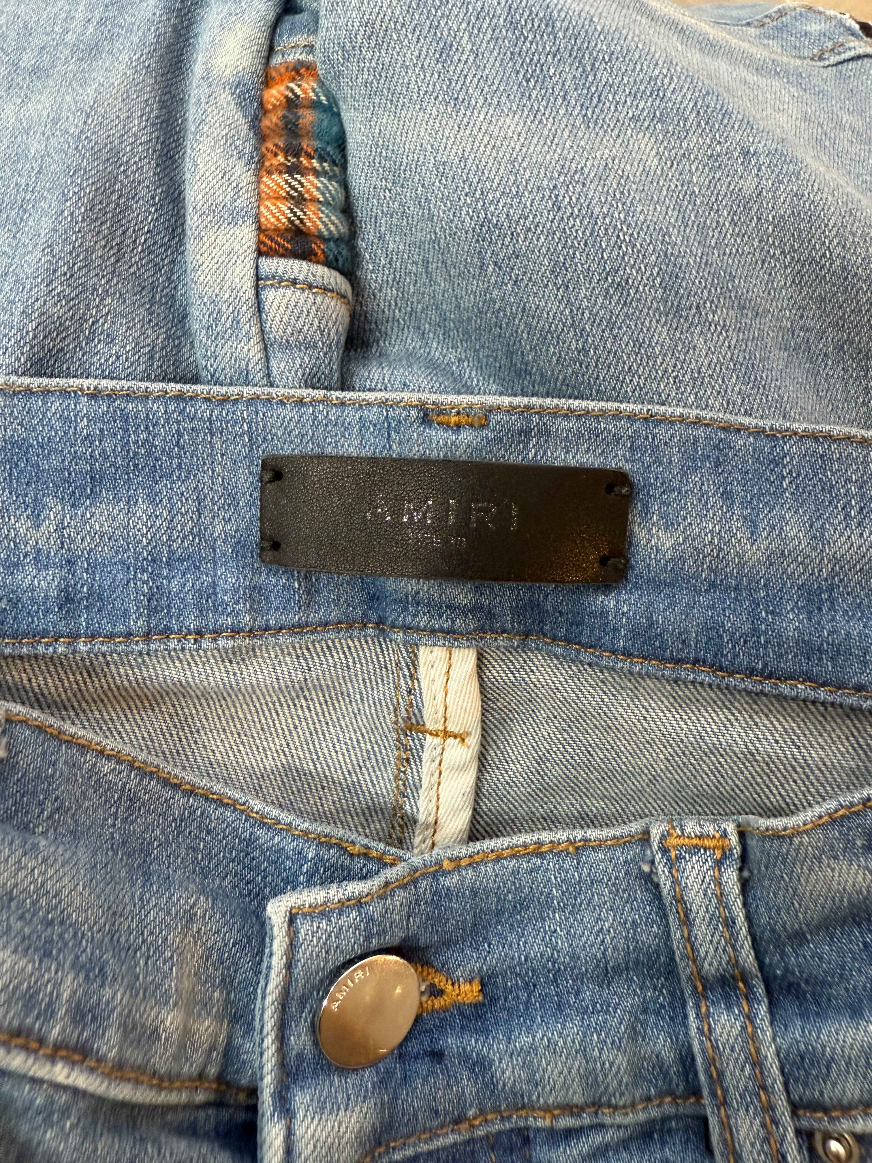 Amiri MX2 Blue & Orange Plaid Jeans