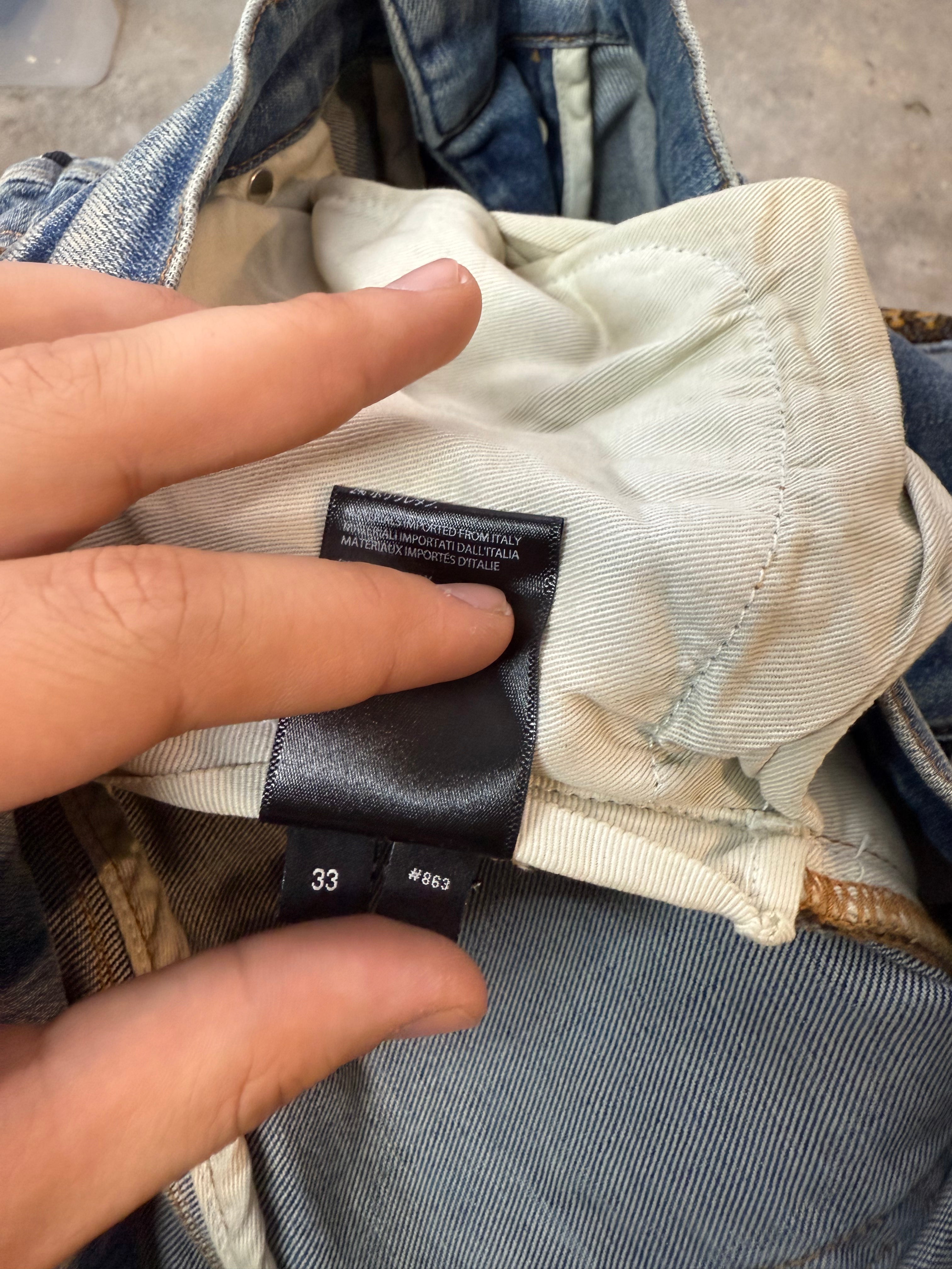 Amiri MX2 Light Wash Yellow Patch Blue Jeans