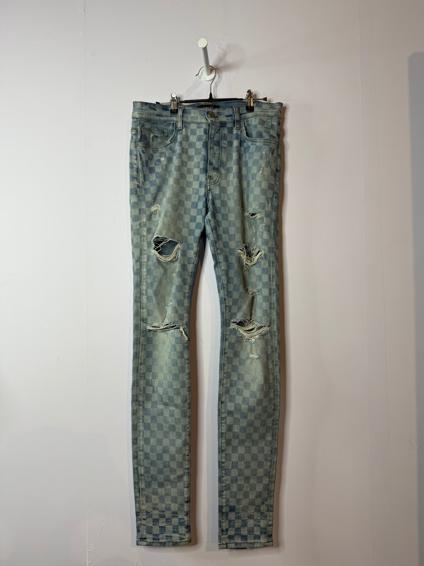 Amiri Checkered Blue Jean