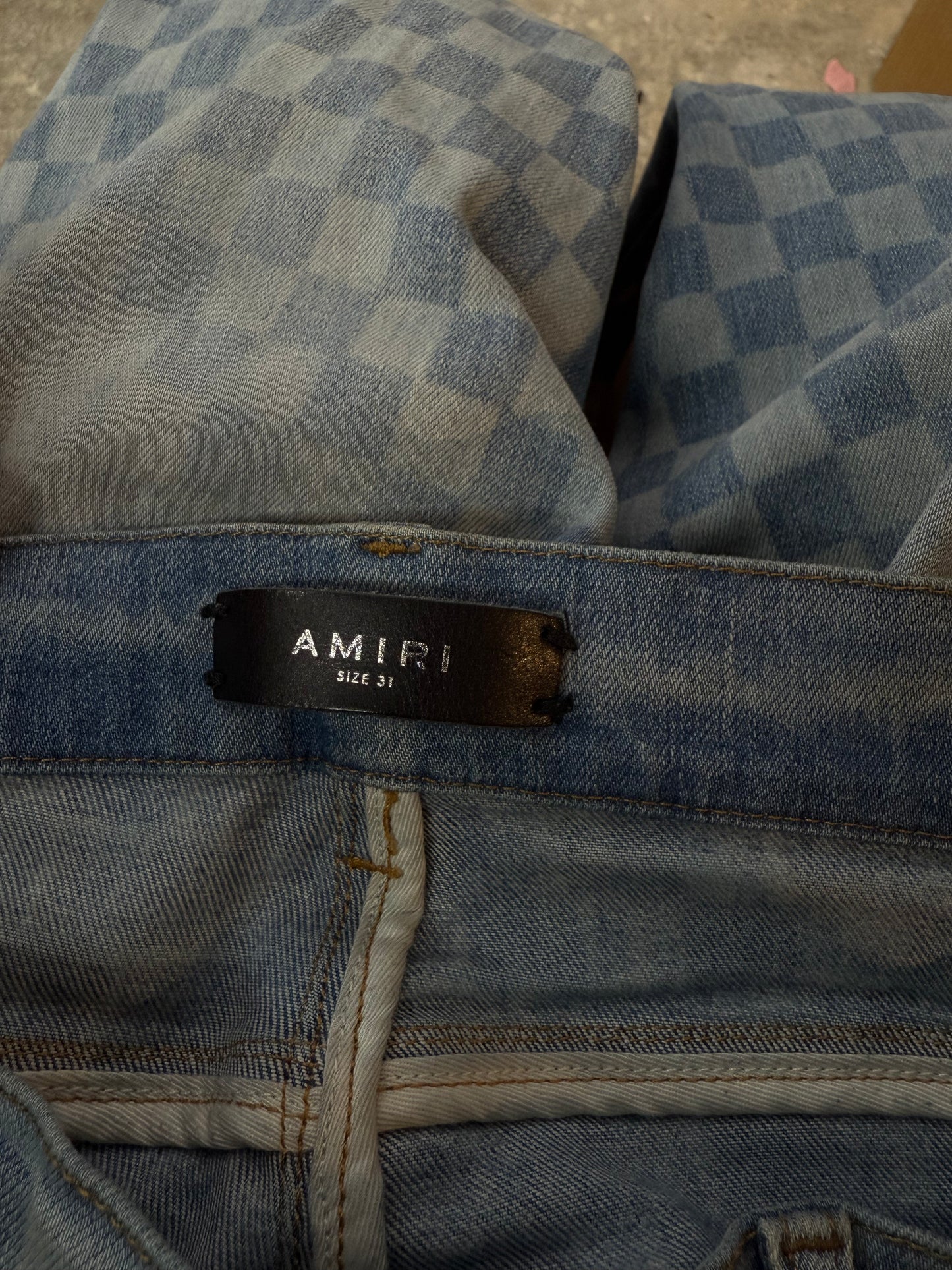 Amiri Checkered Blue Jean