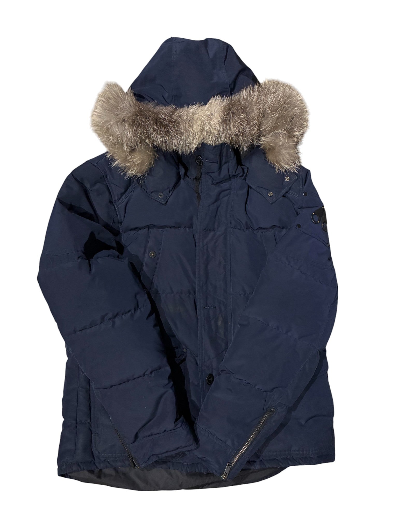 Moose Knuckles Fur Puffer Navy Jacket