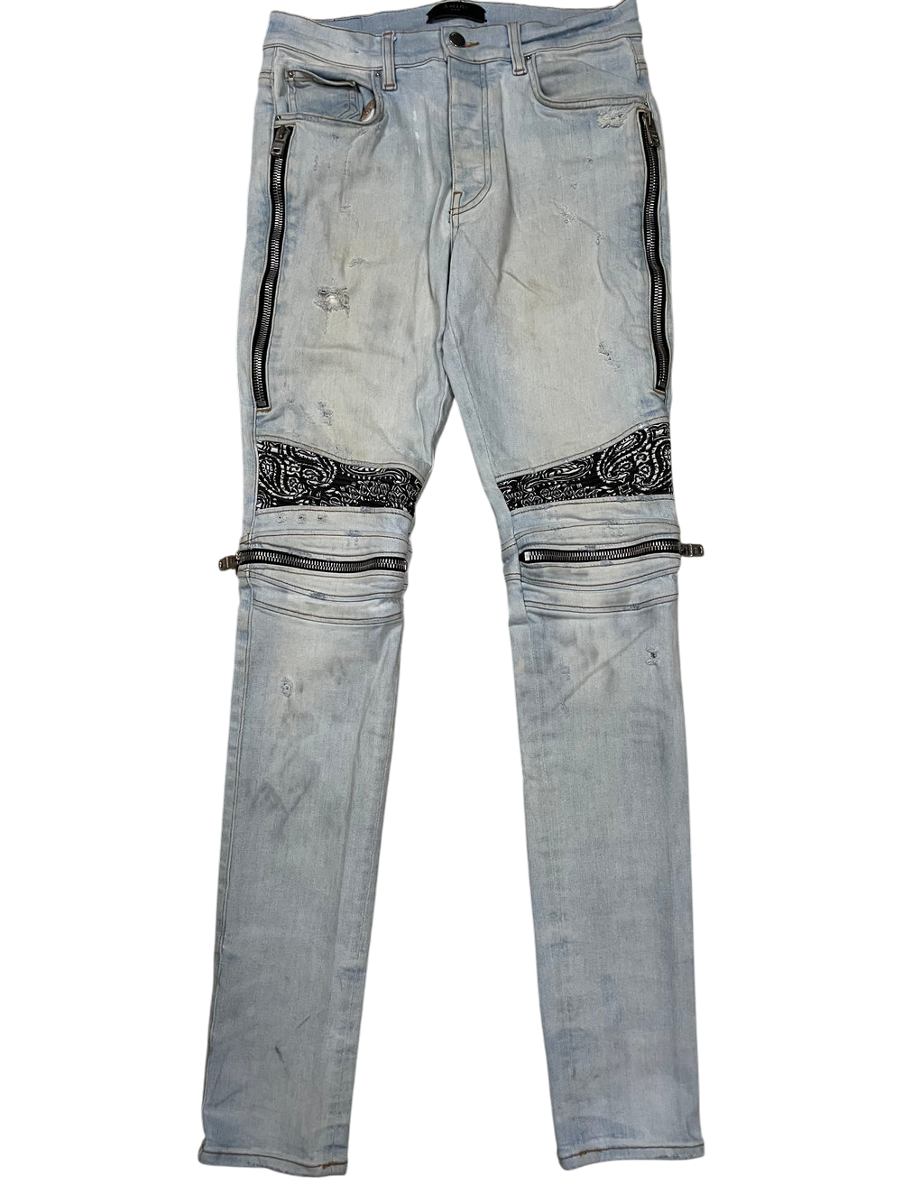 Amiri MX2 Paisley Patch Light Wash & Black Jeans