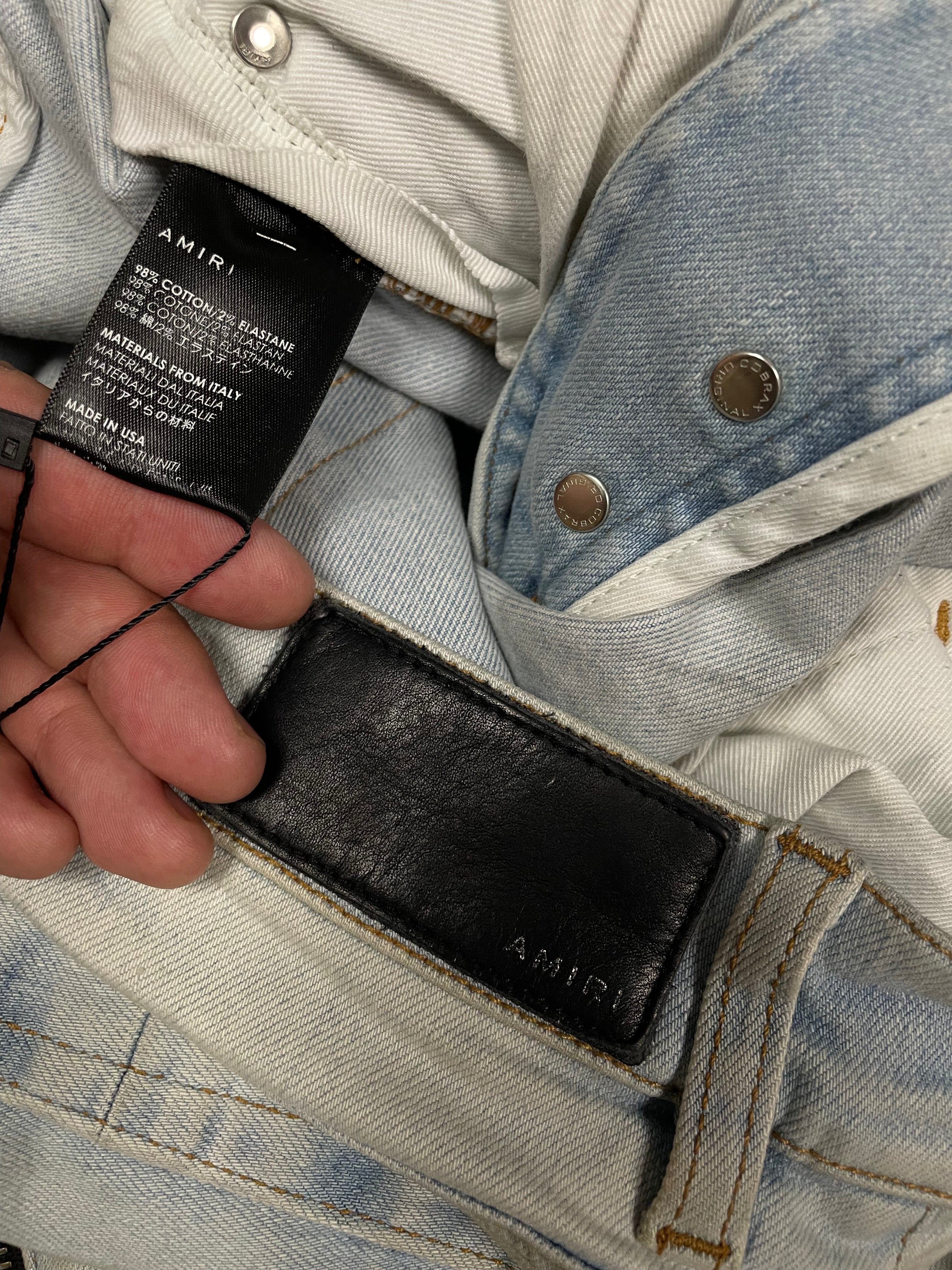 Amiri MX2 Paisley Patch Light Wash & Black Jeans