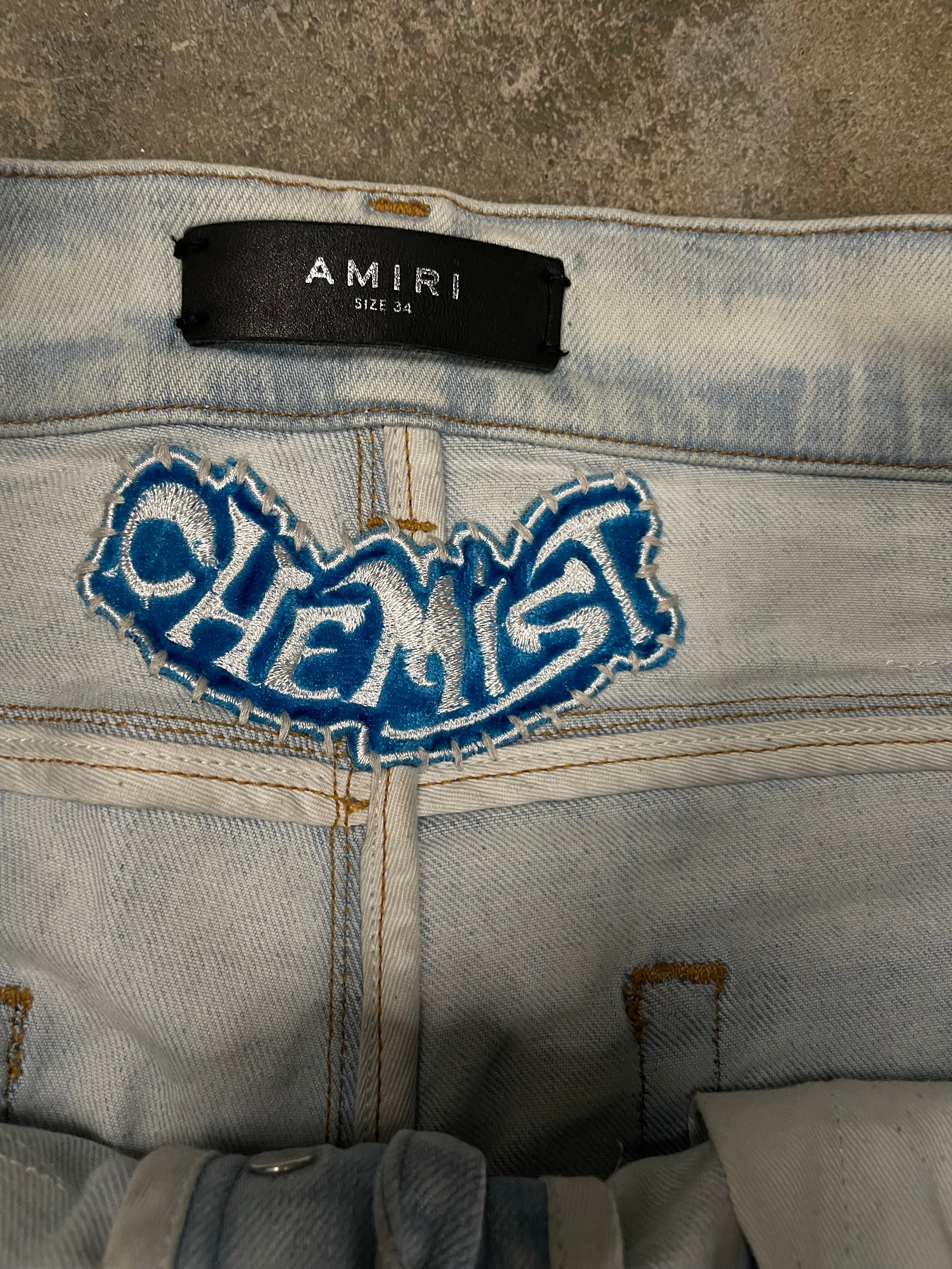 Amiri Chemist Jeans Light Wash White Stars 34 Used