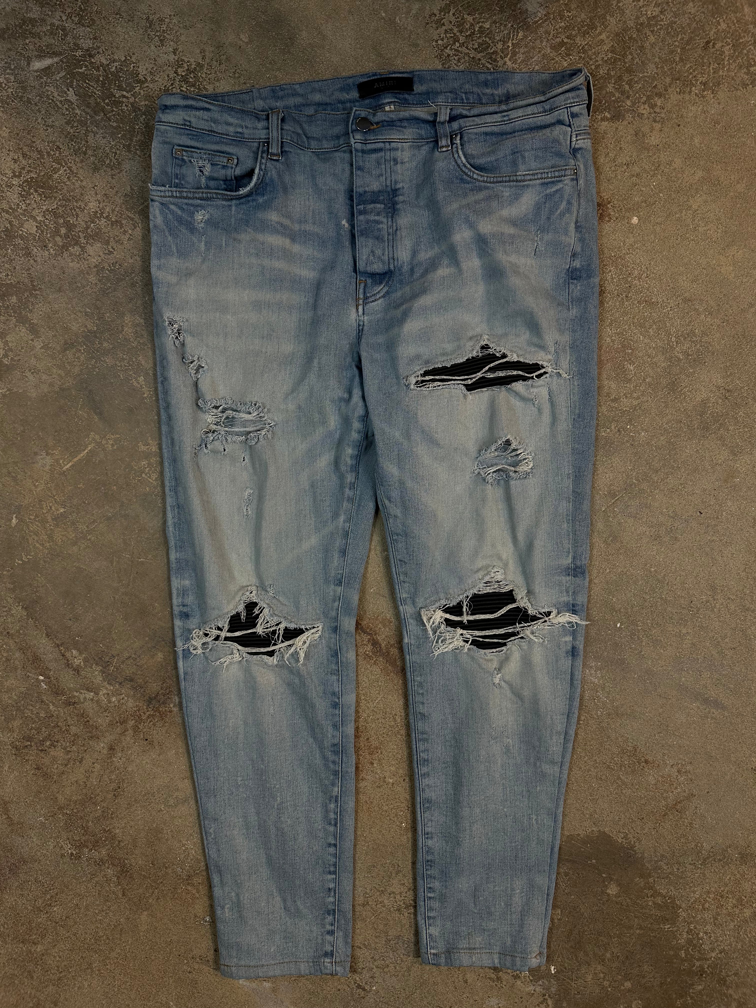 Amiri MX1 Light Wash Black Patch Used 38