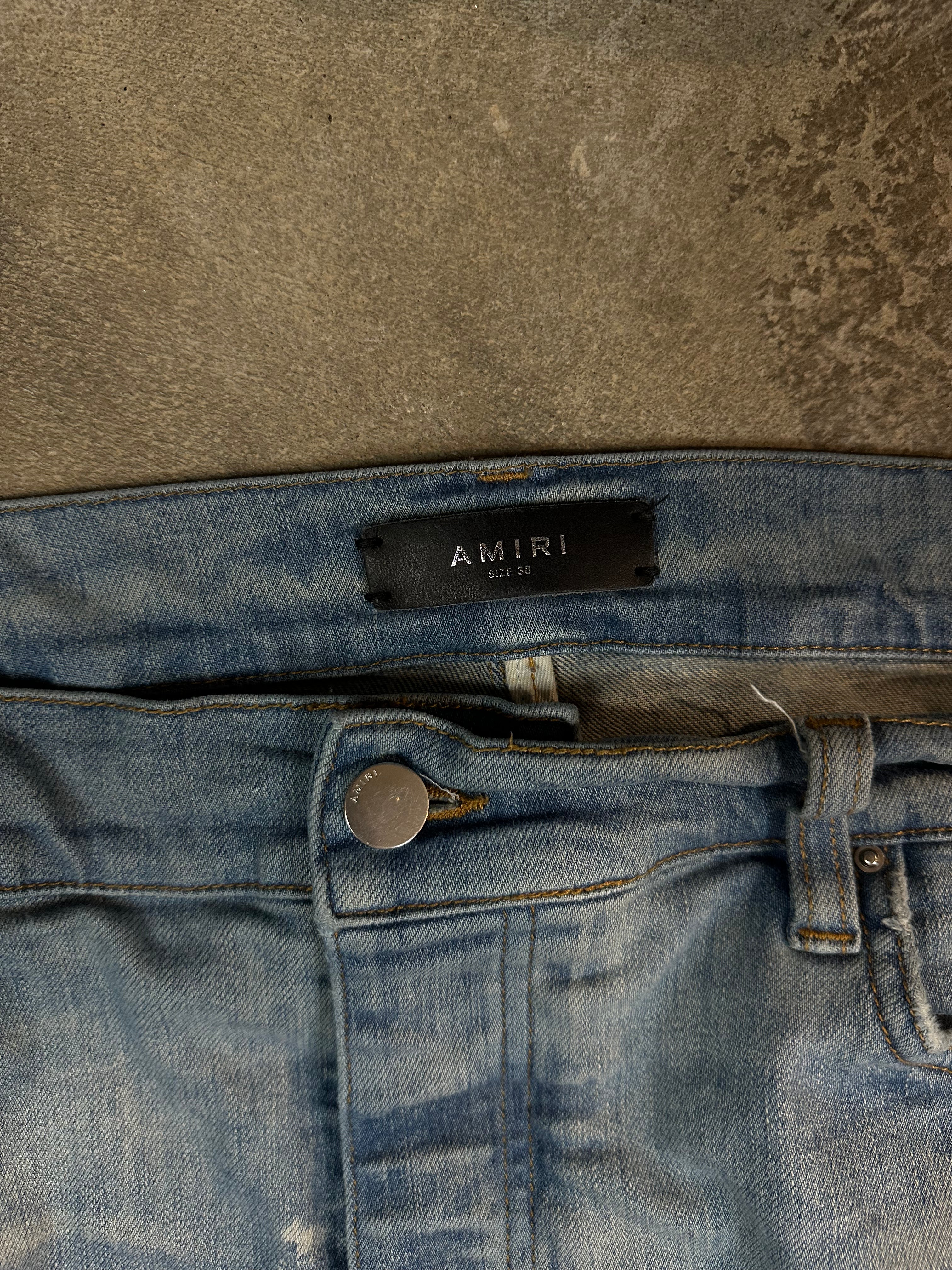 Amiri MX1 Light Wash Black Patch Used 38