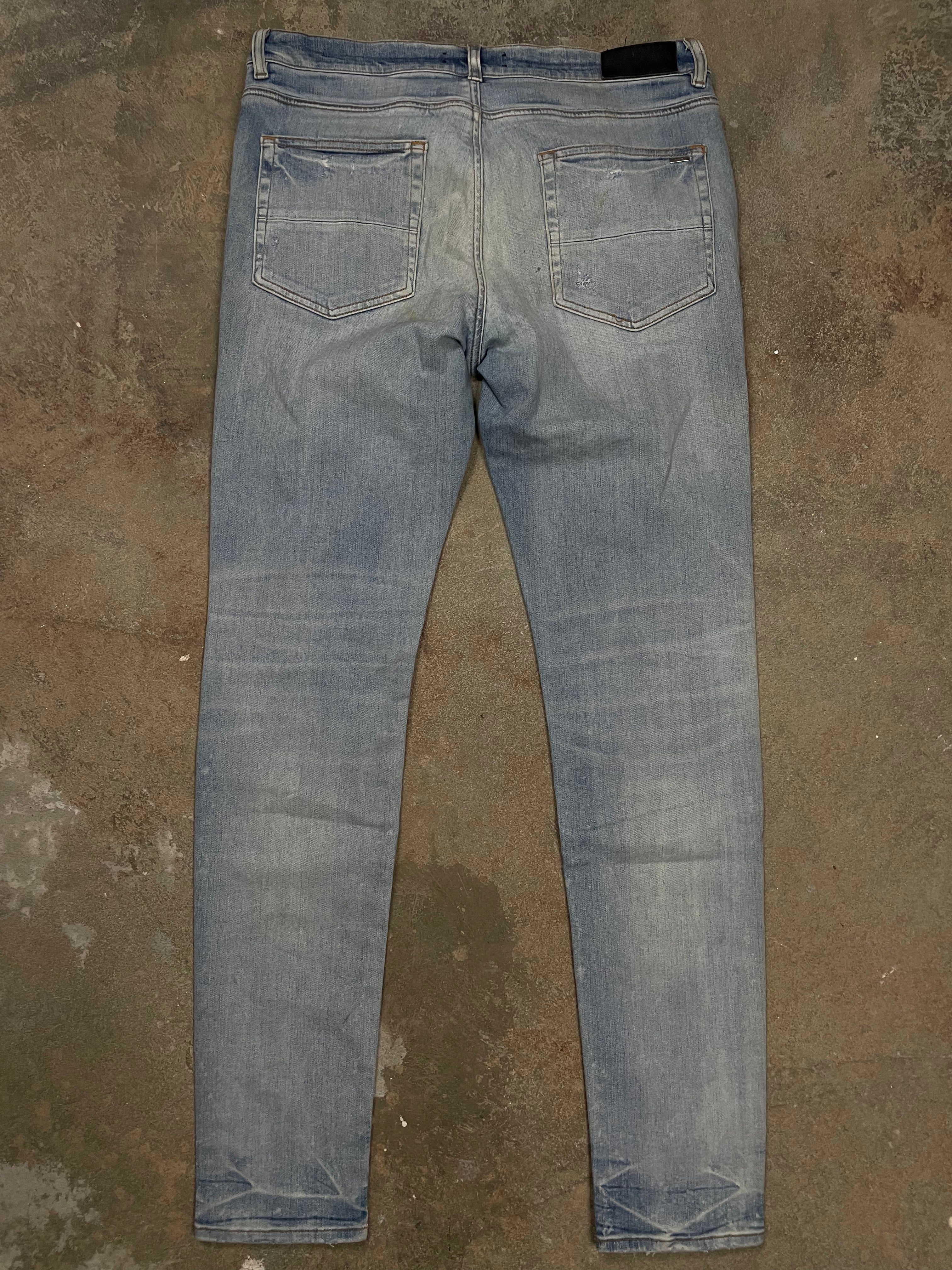 Amiri Patchwork Tye Dye Light Wash Jeans