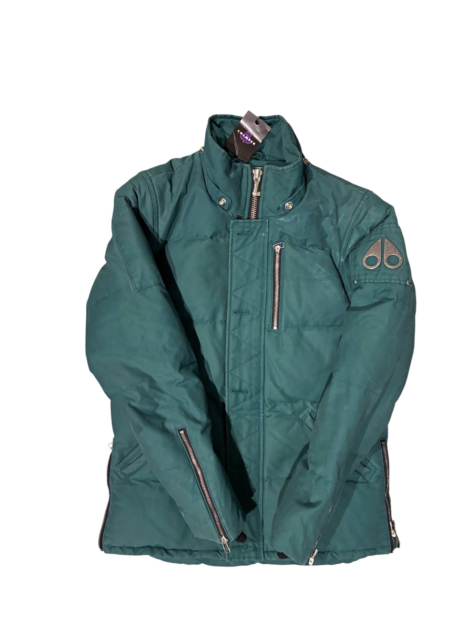 Moose Knuckles 3Q Green & White Fur Jacket