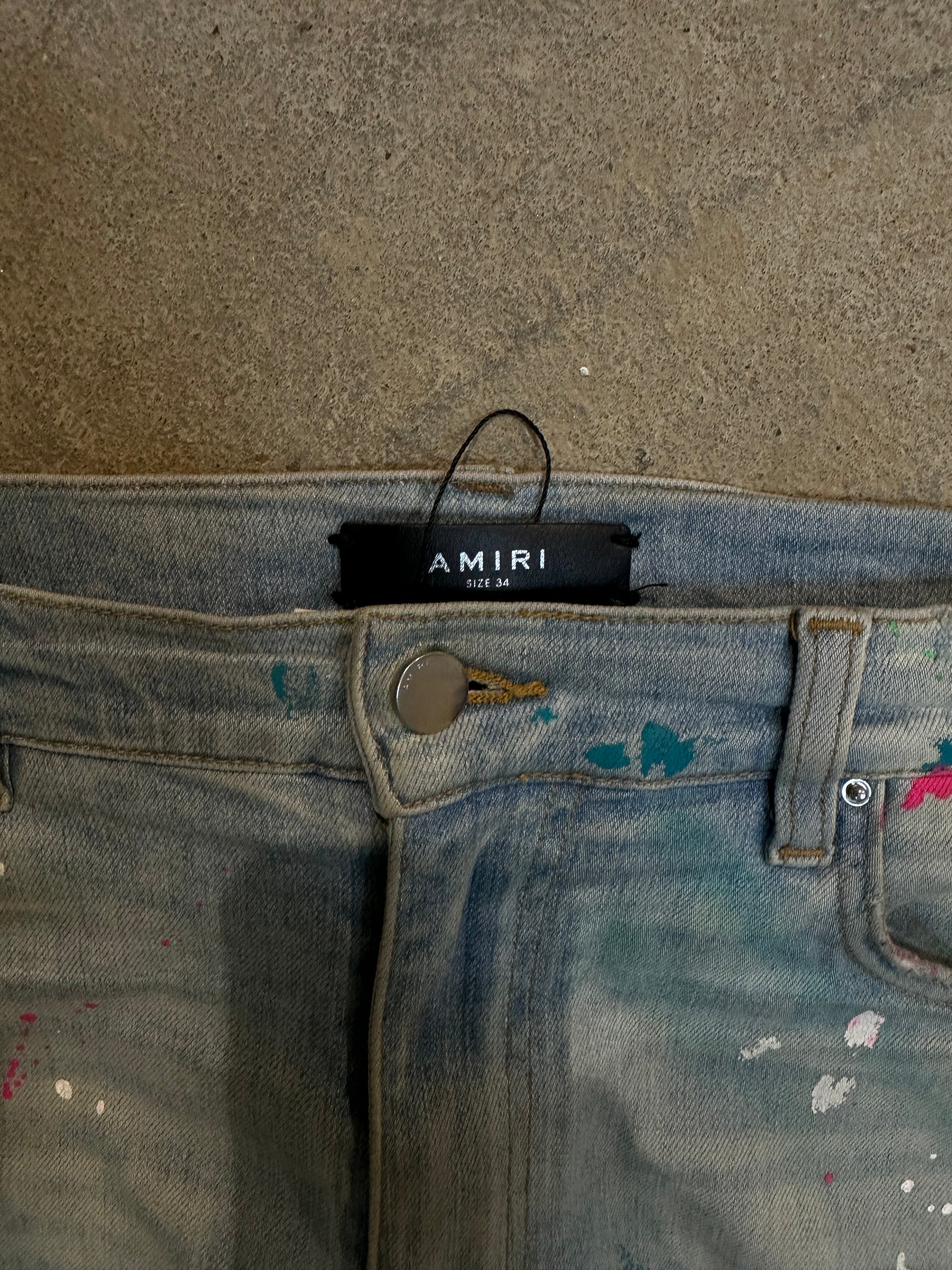 Amiri Jeans Light Wash South Beach Splatter Used 34