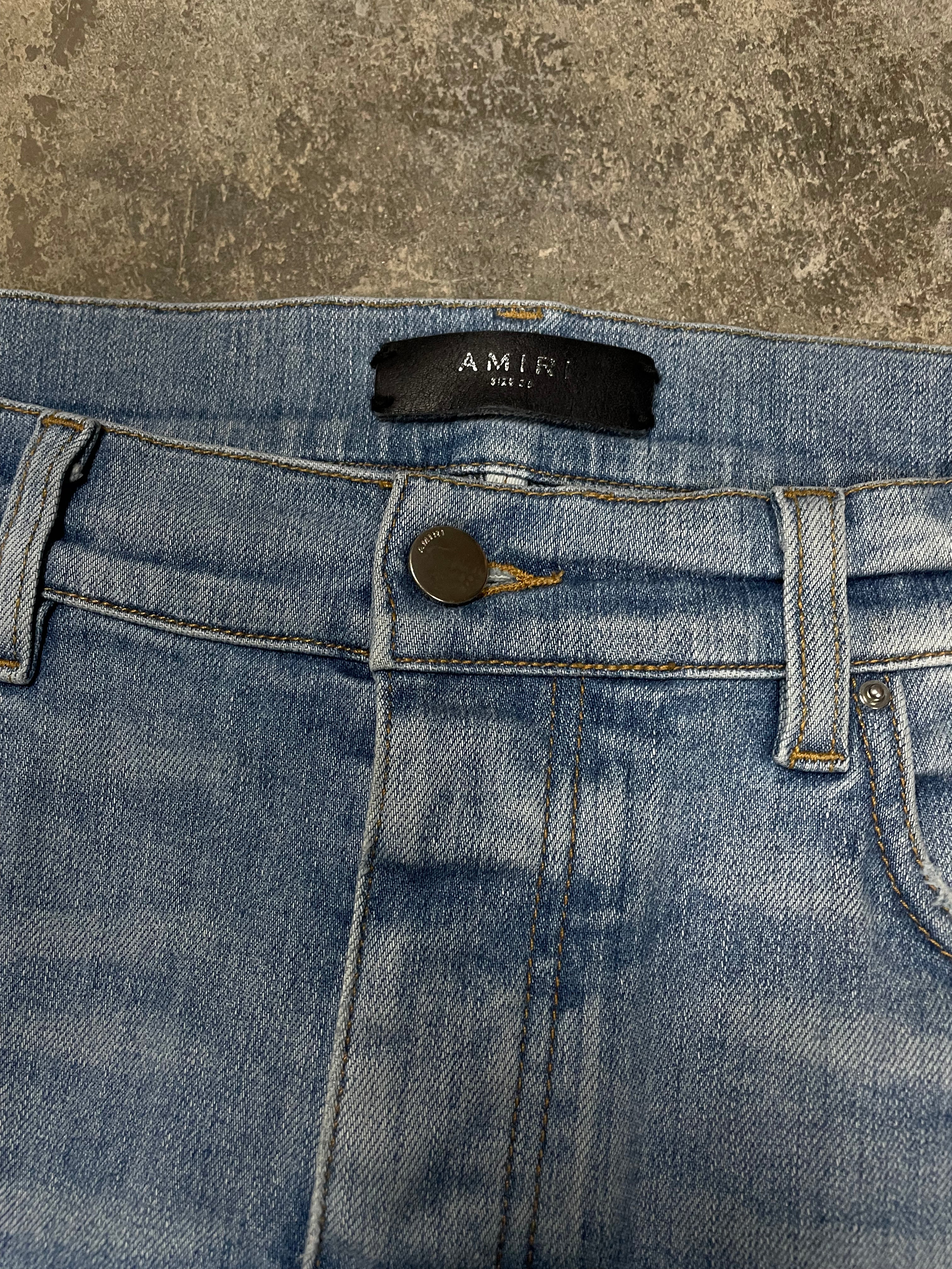 Amiri MX1 Light Wash Cheetah Patch Jeans