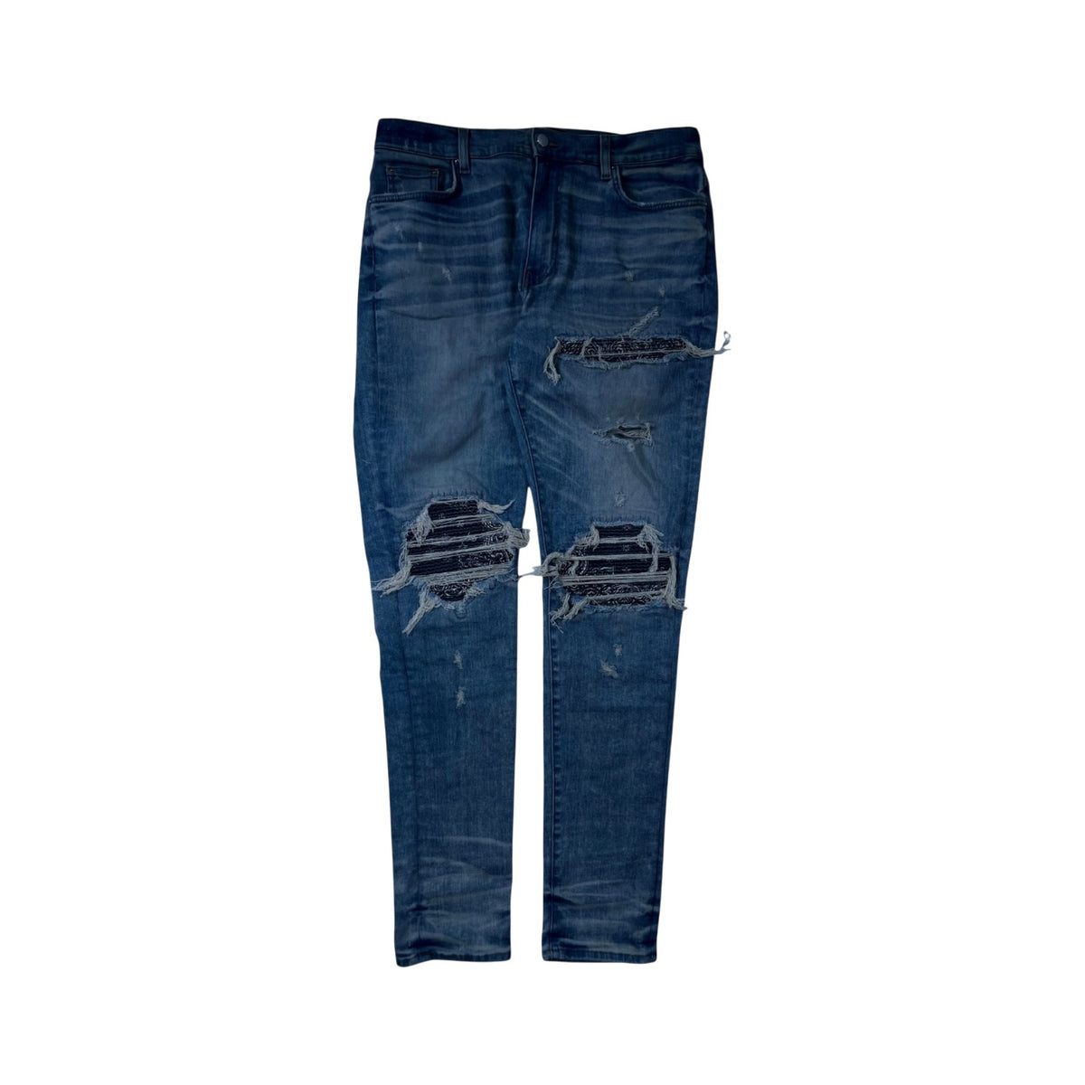 Amiri "MX1" Paisley Patch Vintage Wash Jeans