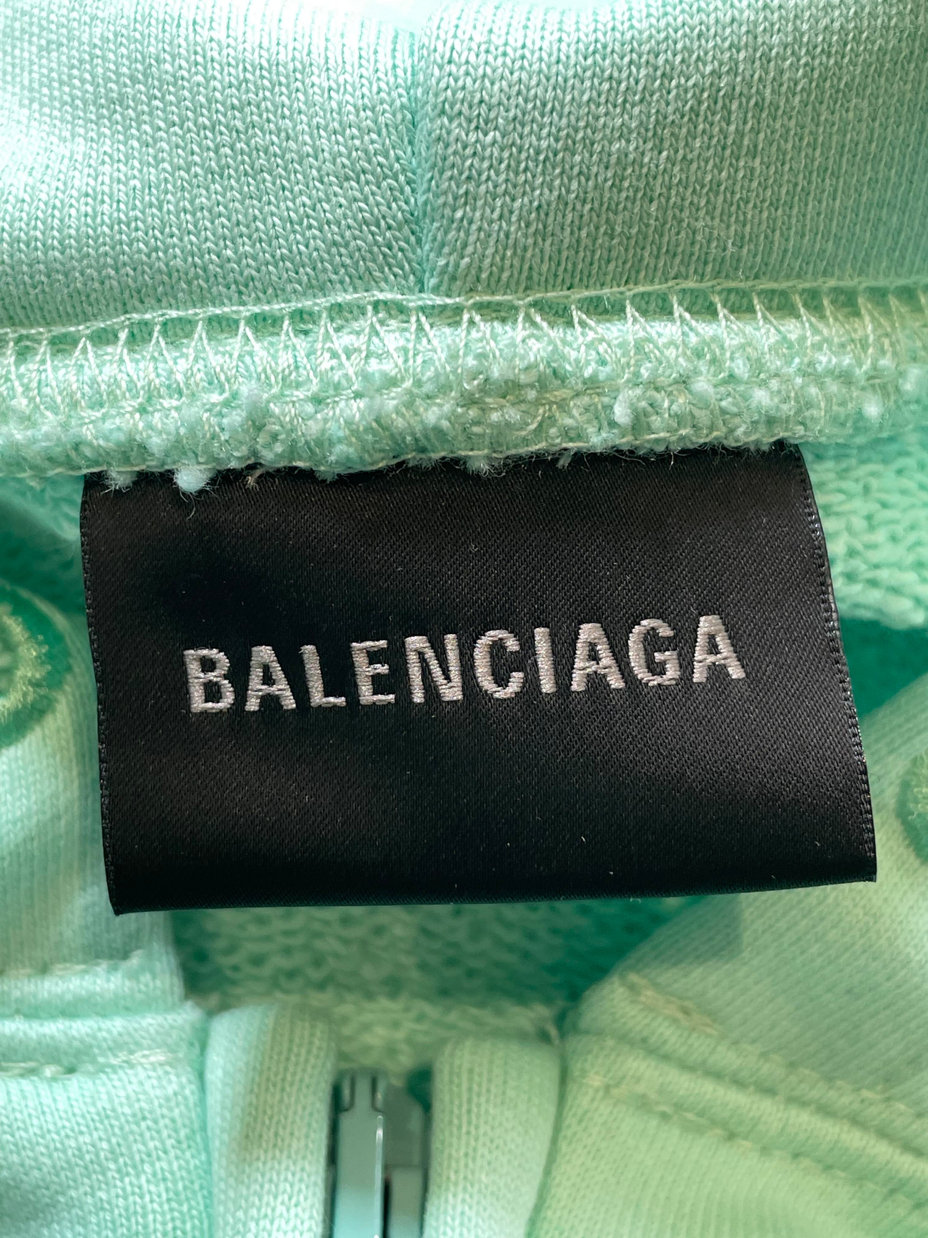Balenciaga 'Campaign Logo' Mint Zip Up Hoodie