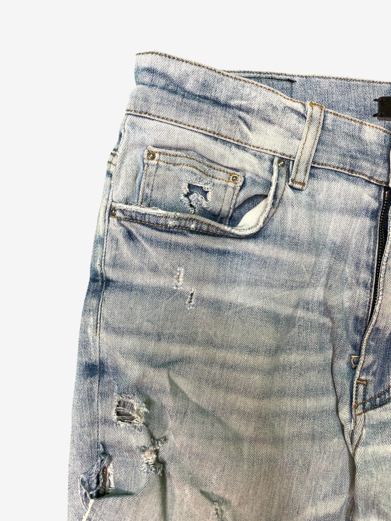 Amiri Thrasher Ripped Light Wash Blue Jeans