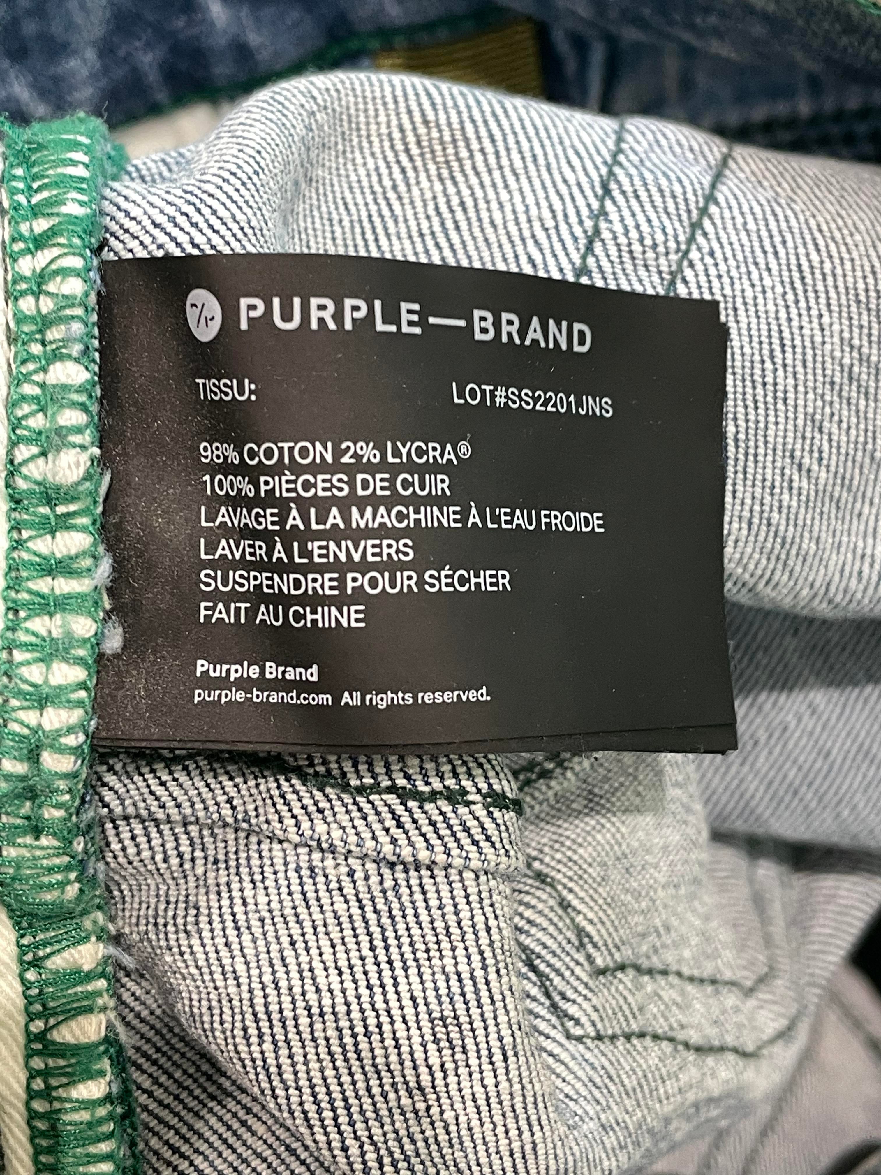 Purple Brand Paint Splatter Light Wash Blue Jeans