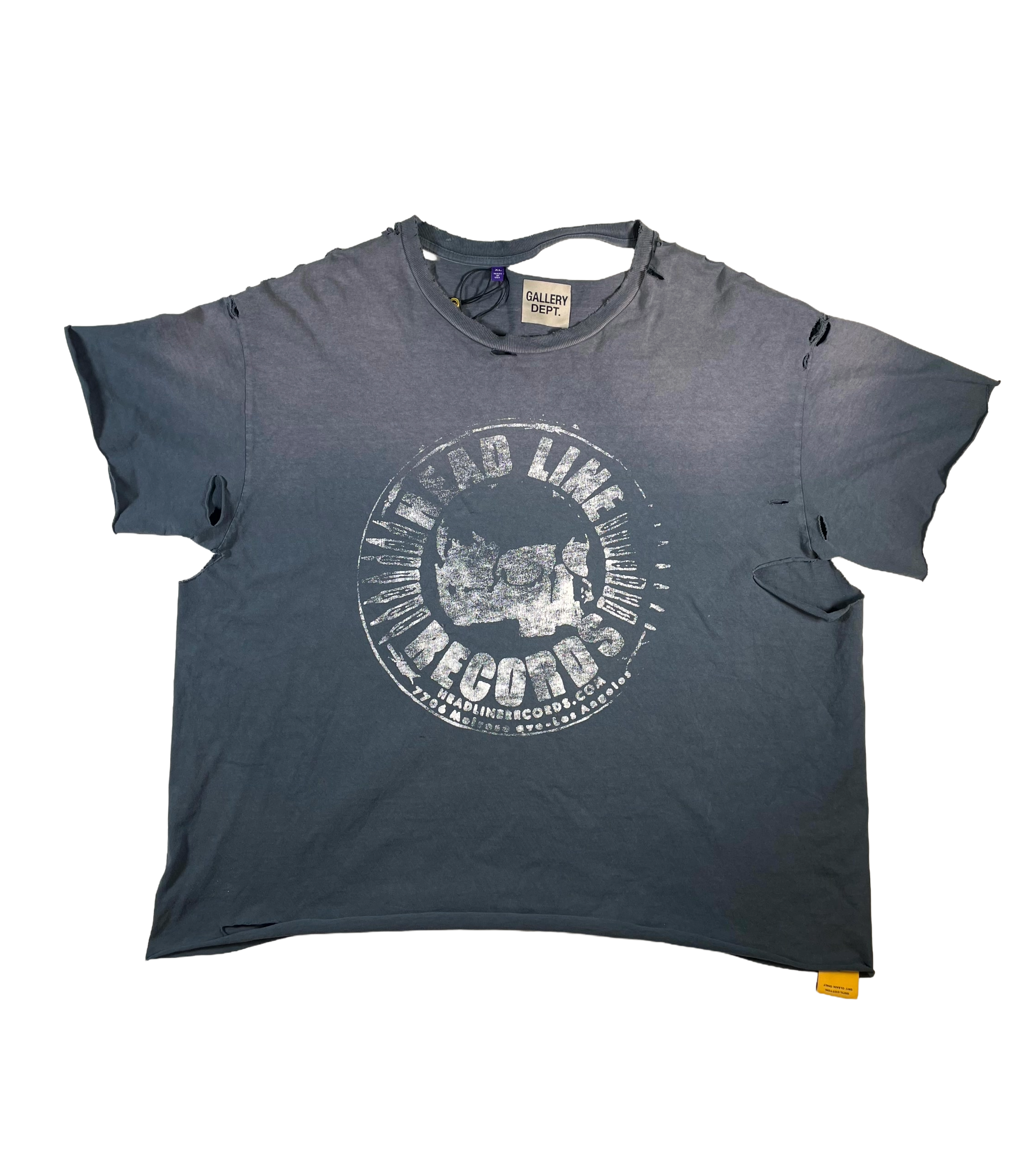 Gallery Dept Head Line Records Distressed Black Tee