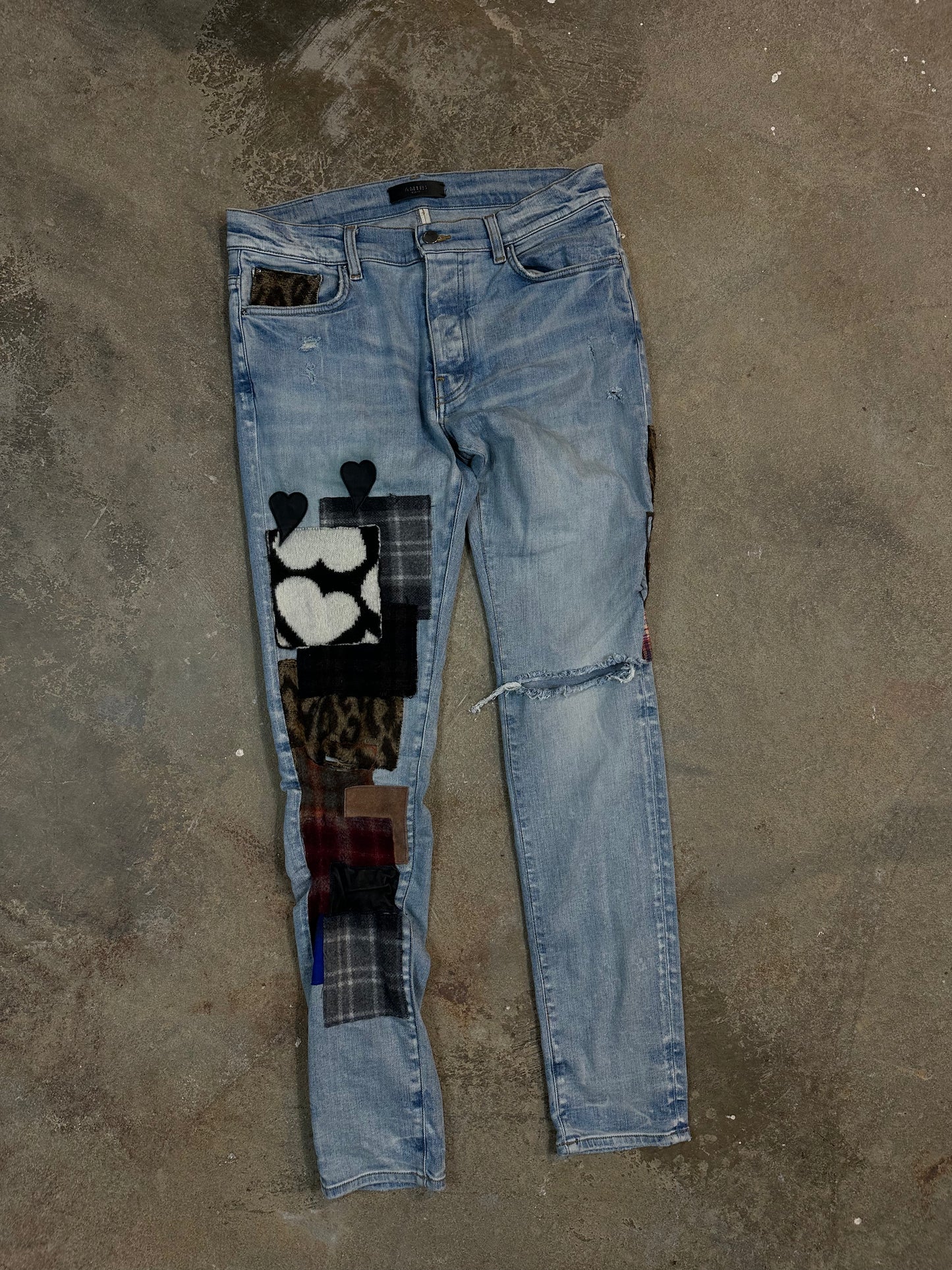 Amiri Jeans Light Wash Lumber Patchwork Used 32