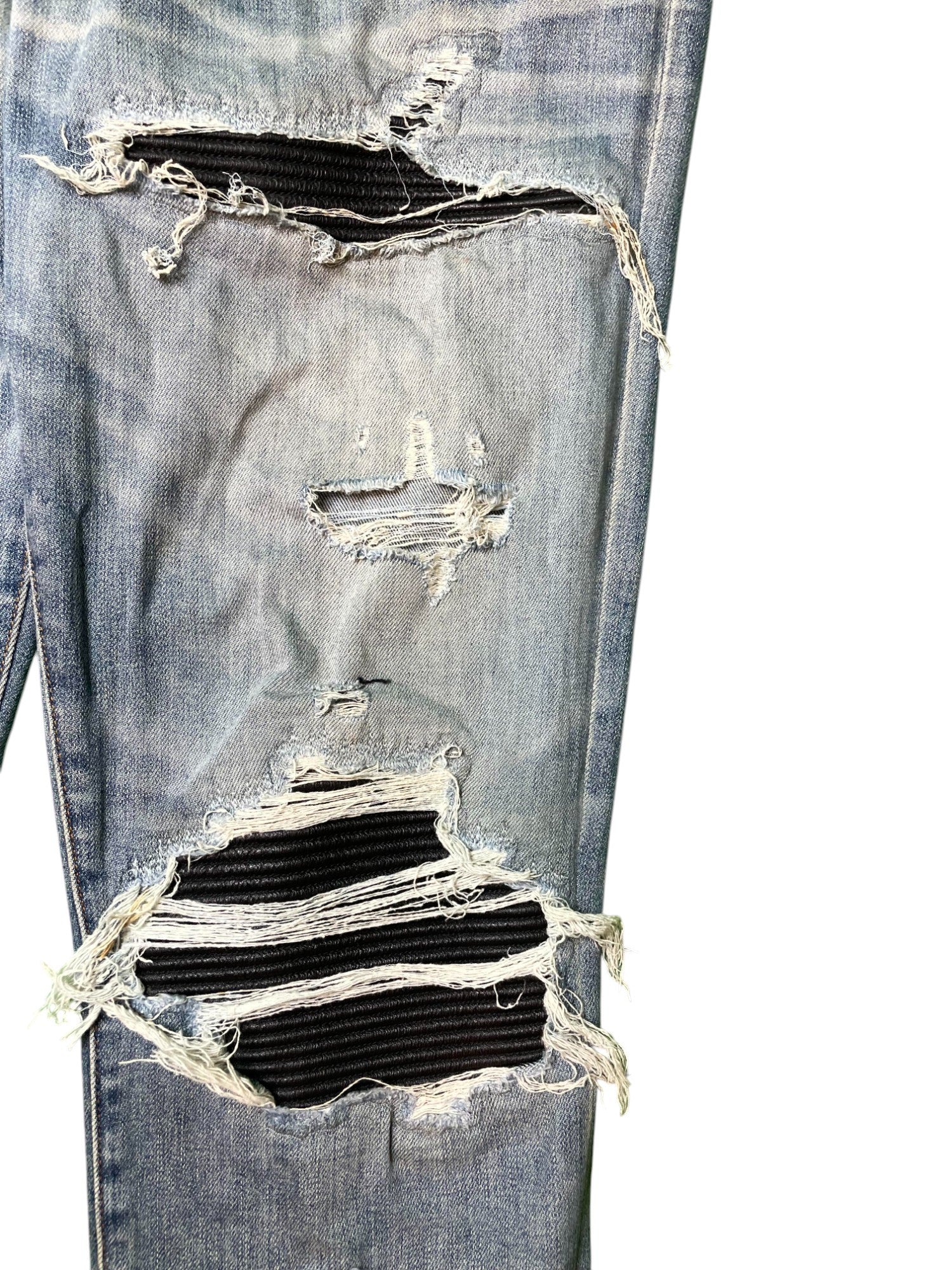 Amiri MX1 Black Patch Dark Wash Blue Jeans