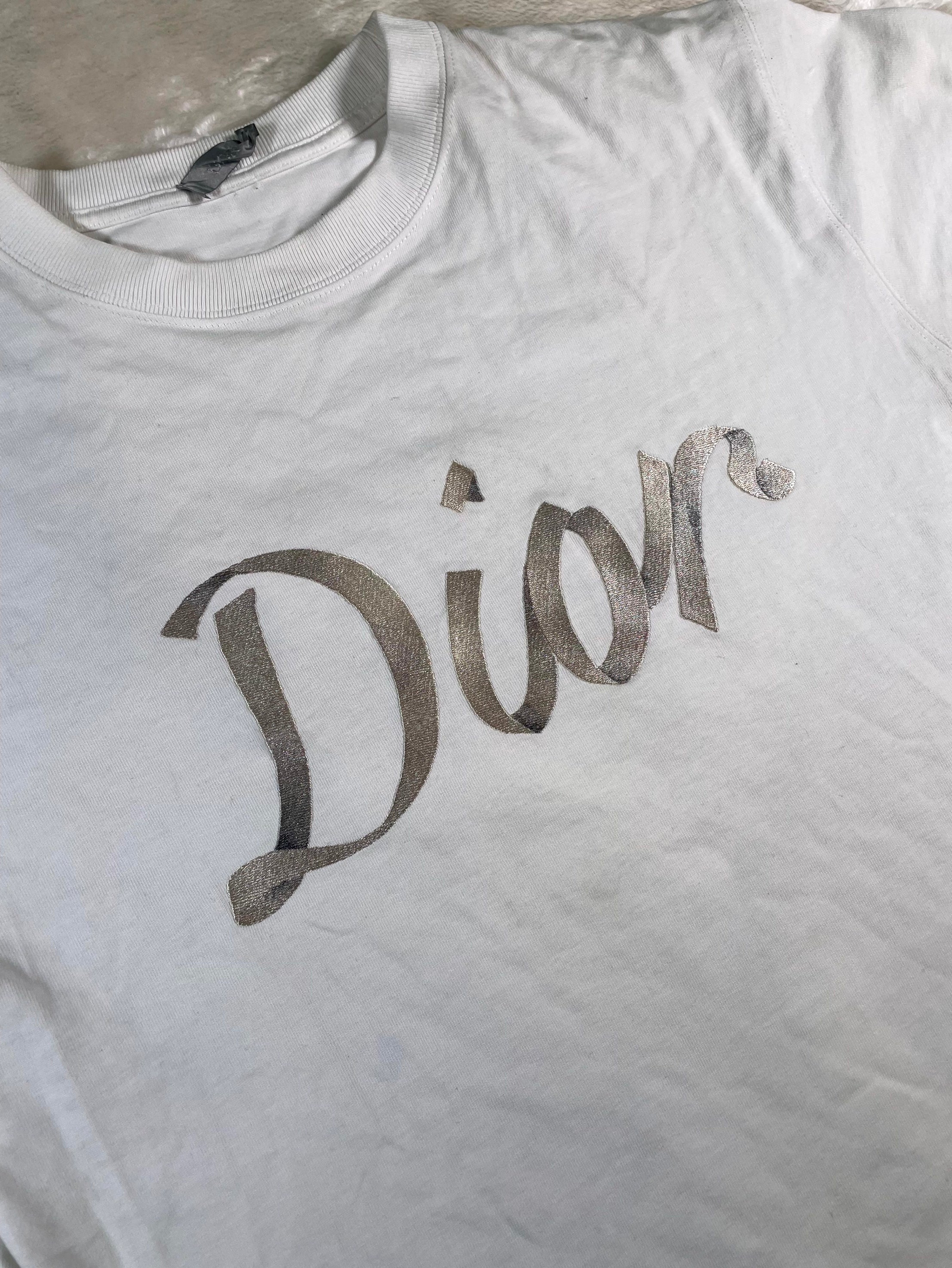 Dior Script White & Beige Tee