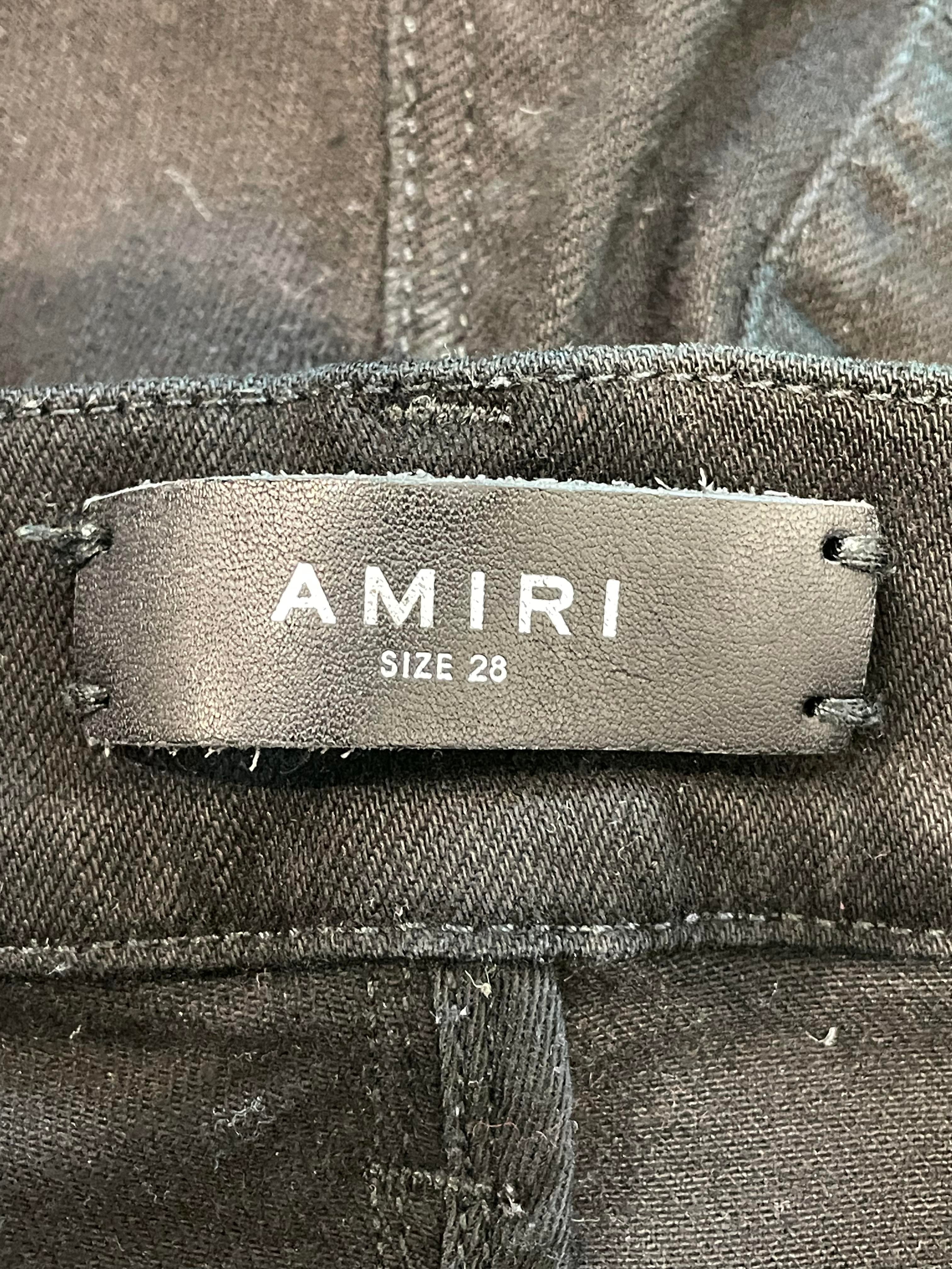 Amiri Thrasher Ripped Plain Black Jeans
