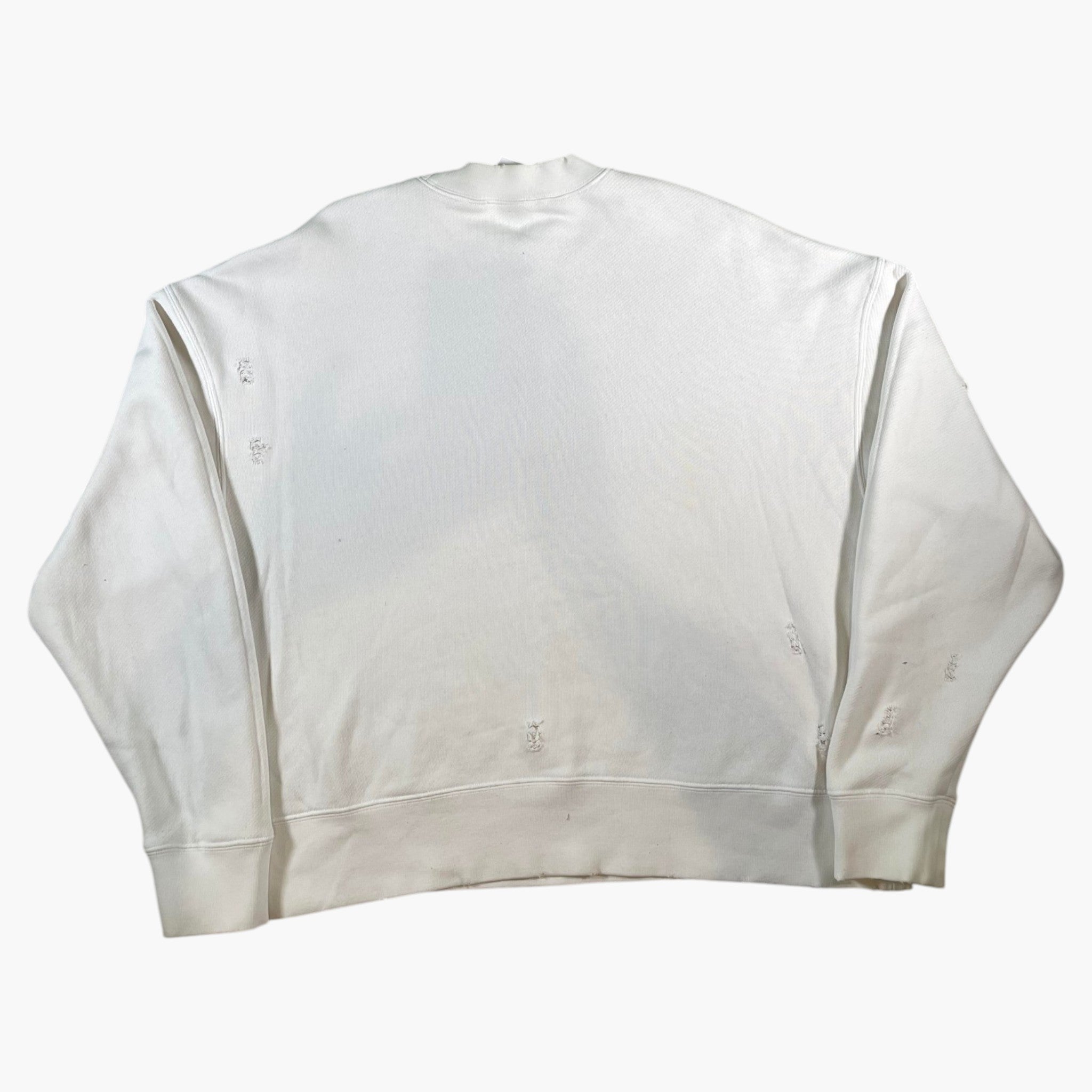 Palm Angels Distress Miami Logo White Crewneck