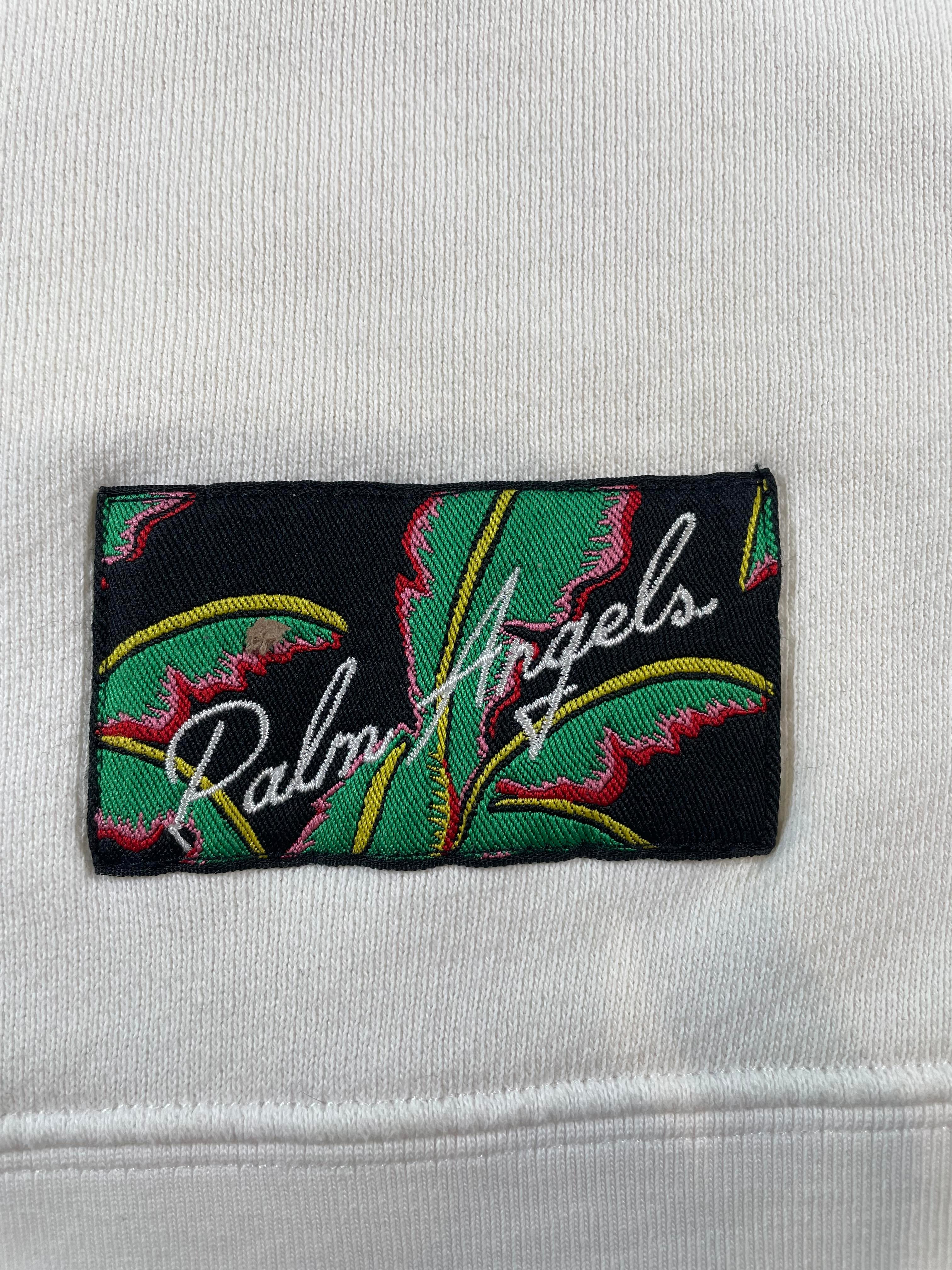 Palm Angels Distress Miami Logo White Crewneck