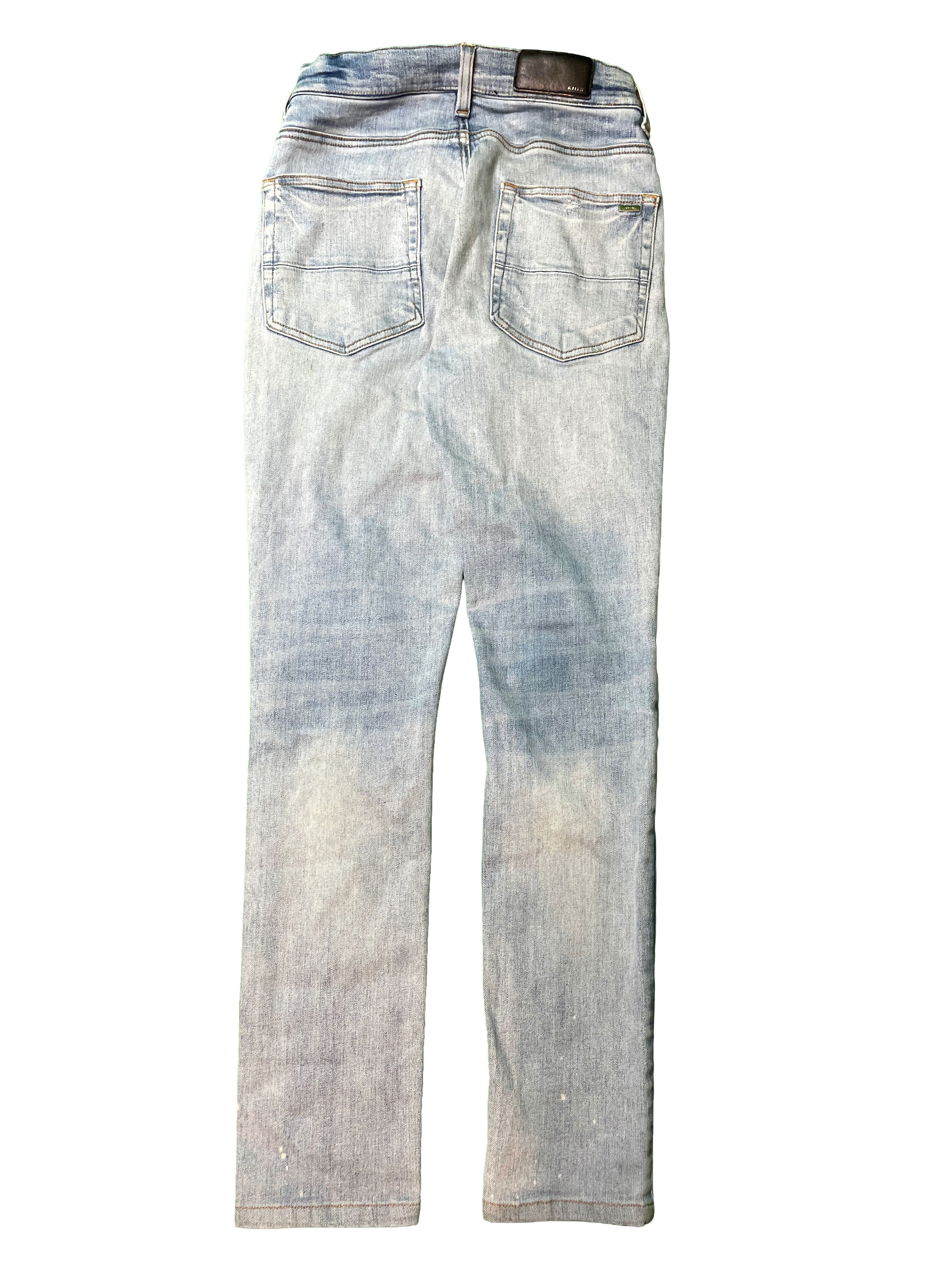 Amiri MX1 Light Wash Playboy Pale Blue Patch Jeans