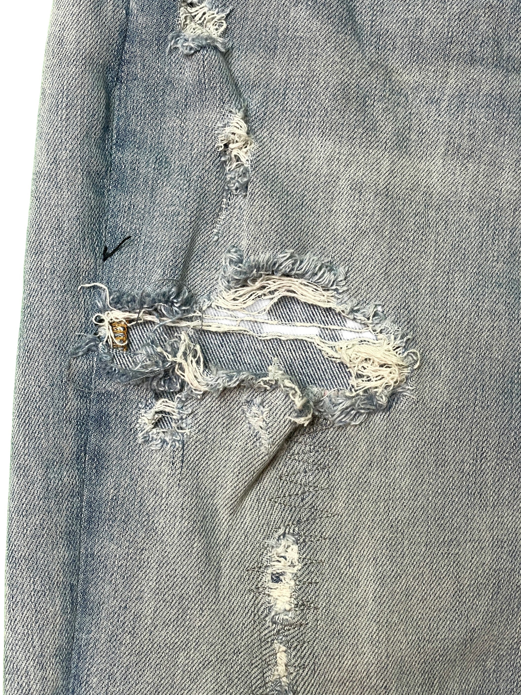 Amiri MX1 Light Wash Playboy Pale Blue Patch Jeans