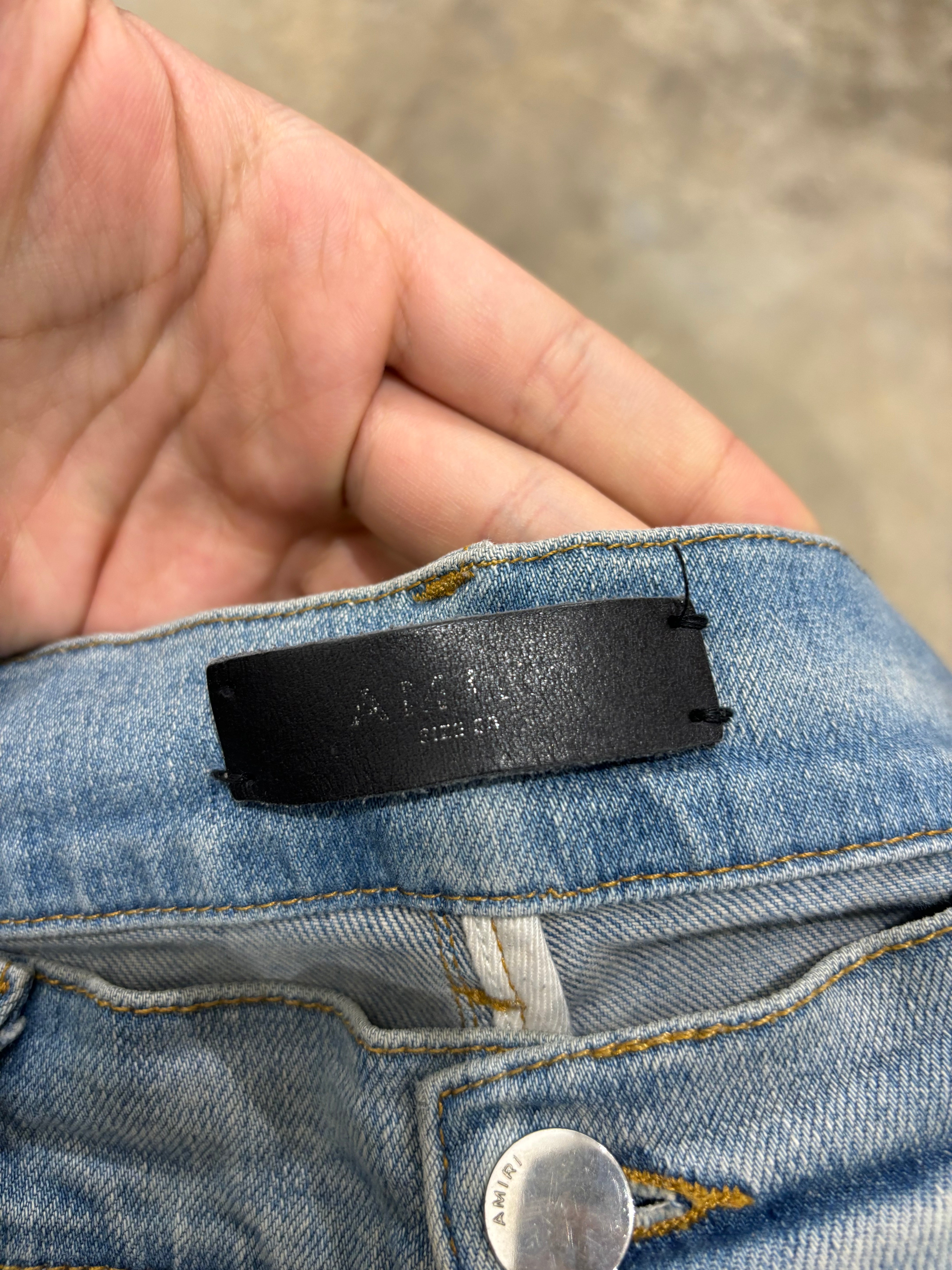 Amiri Jeans Light Wash Biker Patch Used 33