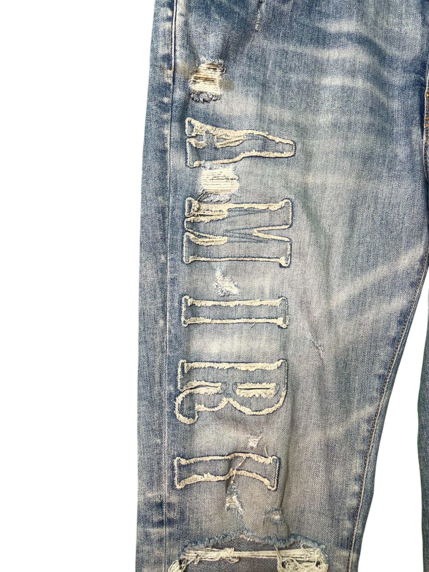 Amiri Applique Side Logo Light Wash Blue Jeans