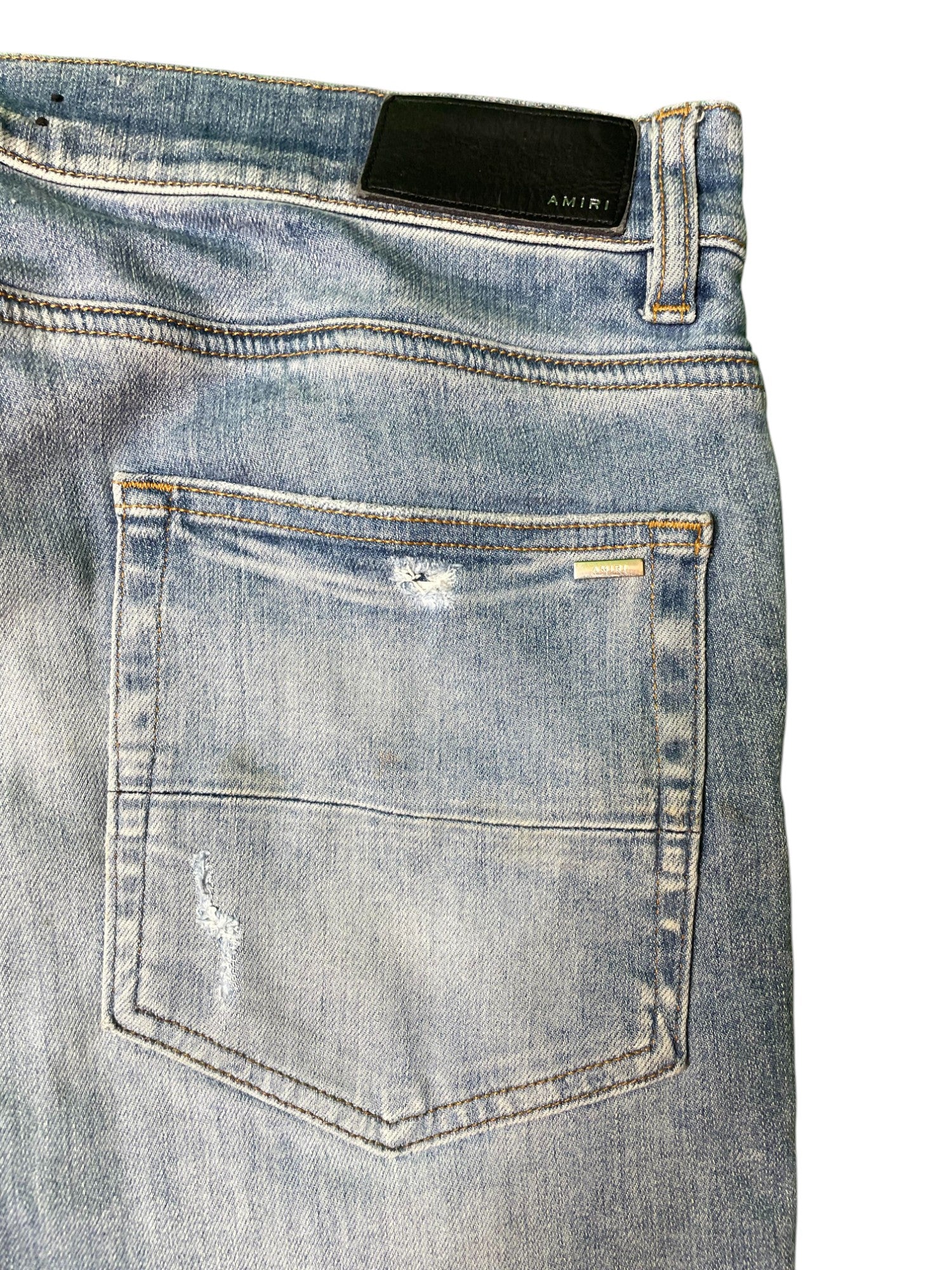 Amiri Applique Side Logo Light Wash Blue Jeans