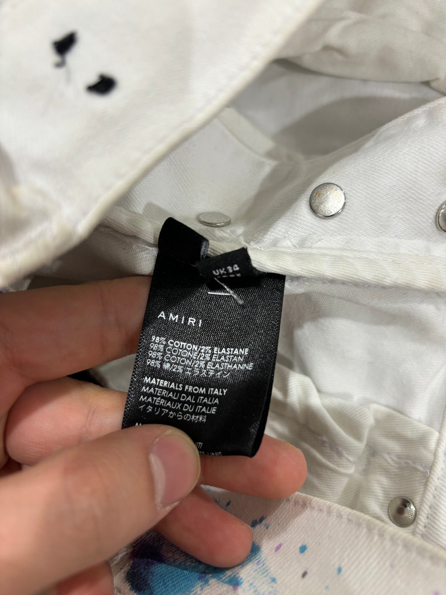 Amiri Jeans White Paint Splatter Carpenter Used 34
