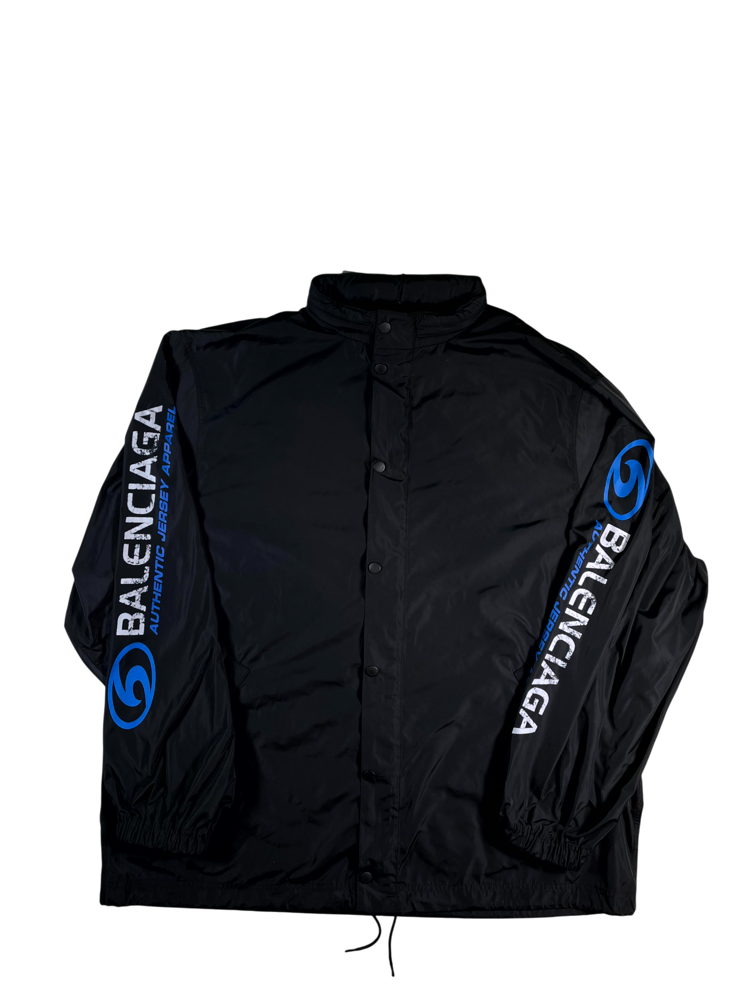 Balenciaga Logo Windbreaker Black & Blue Jacket
