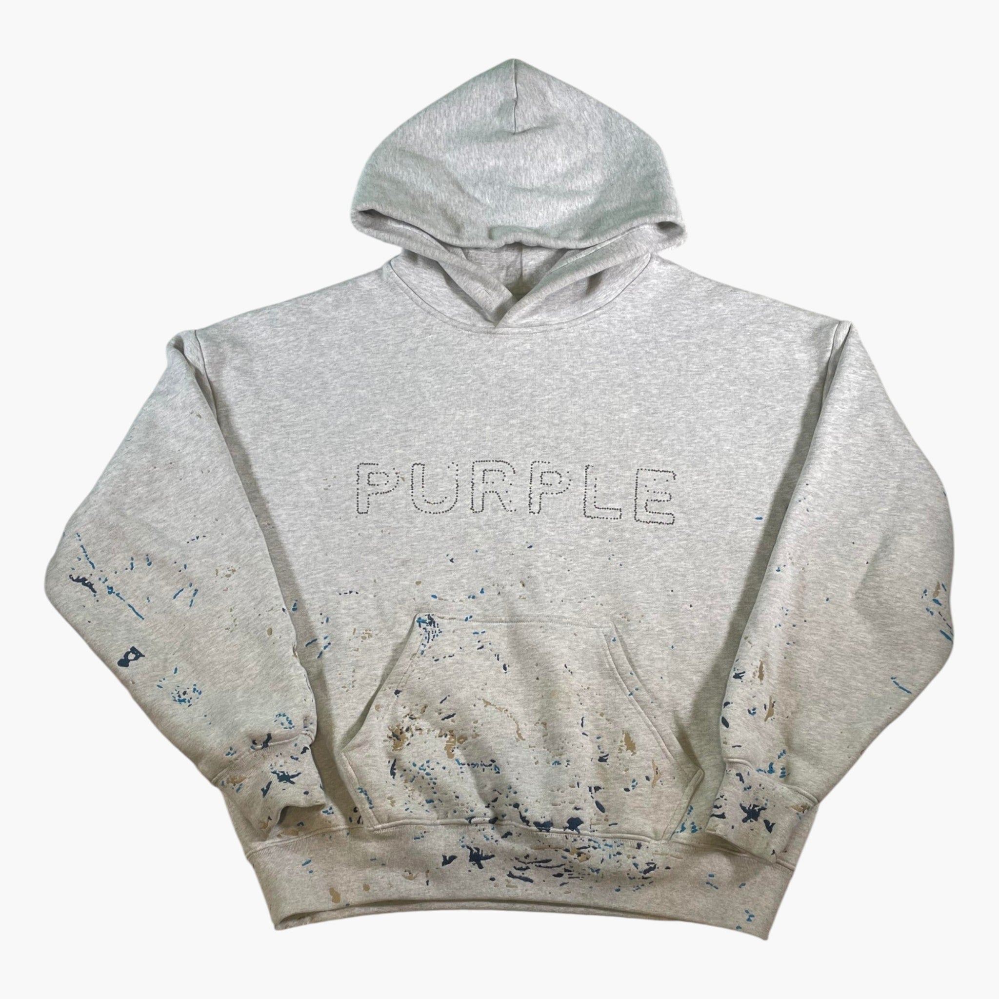 Purple Brand Embroidered Splatter Crystal Chest Logo Hoodie