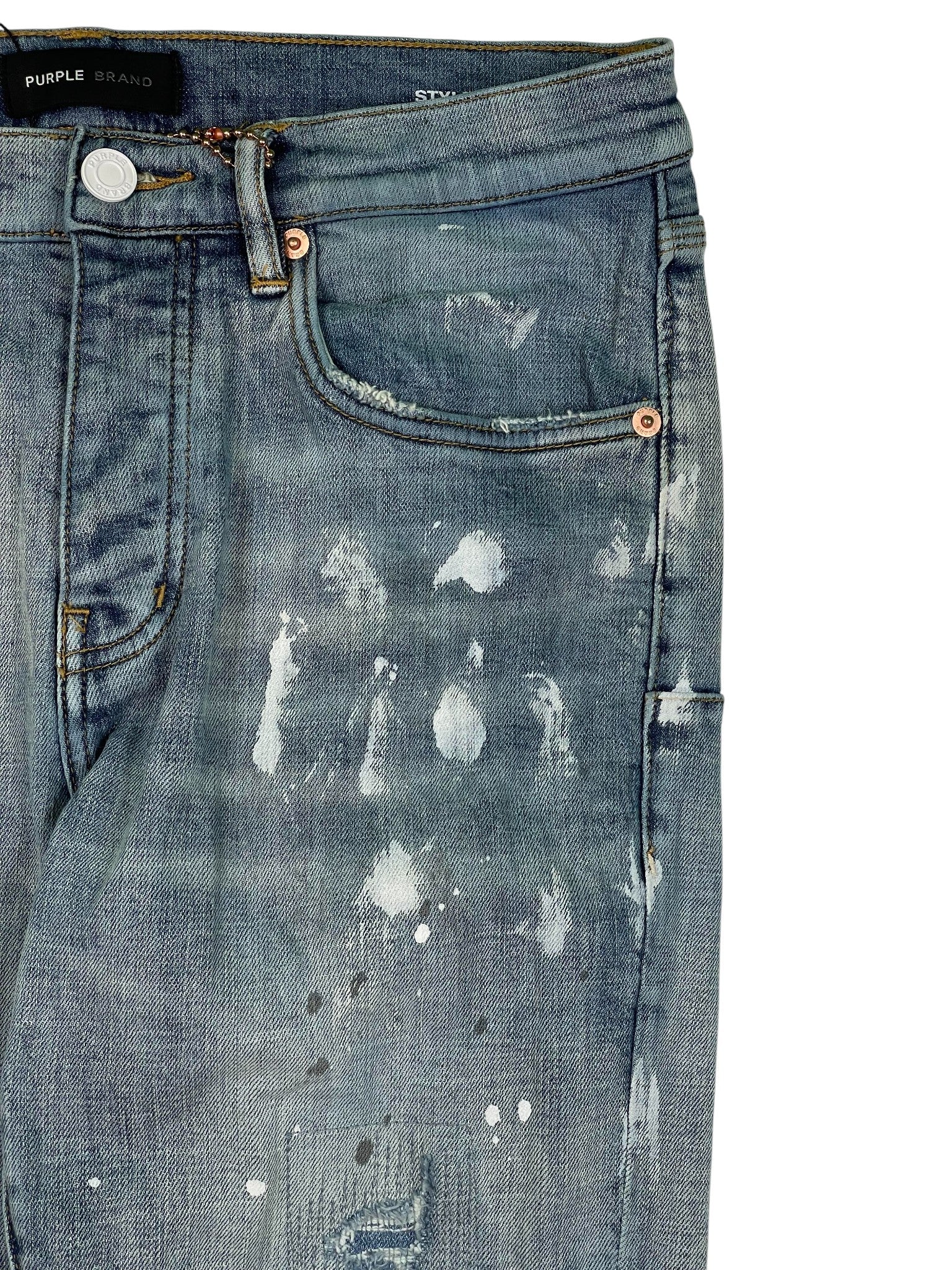 Purple Brand Light Wash Splatter Jeans