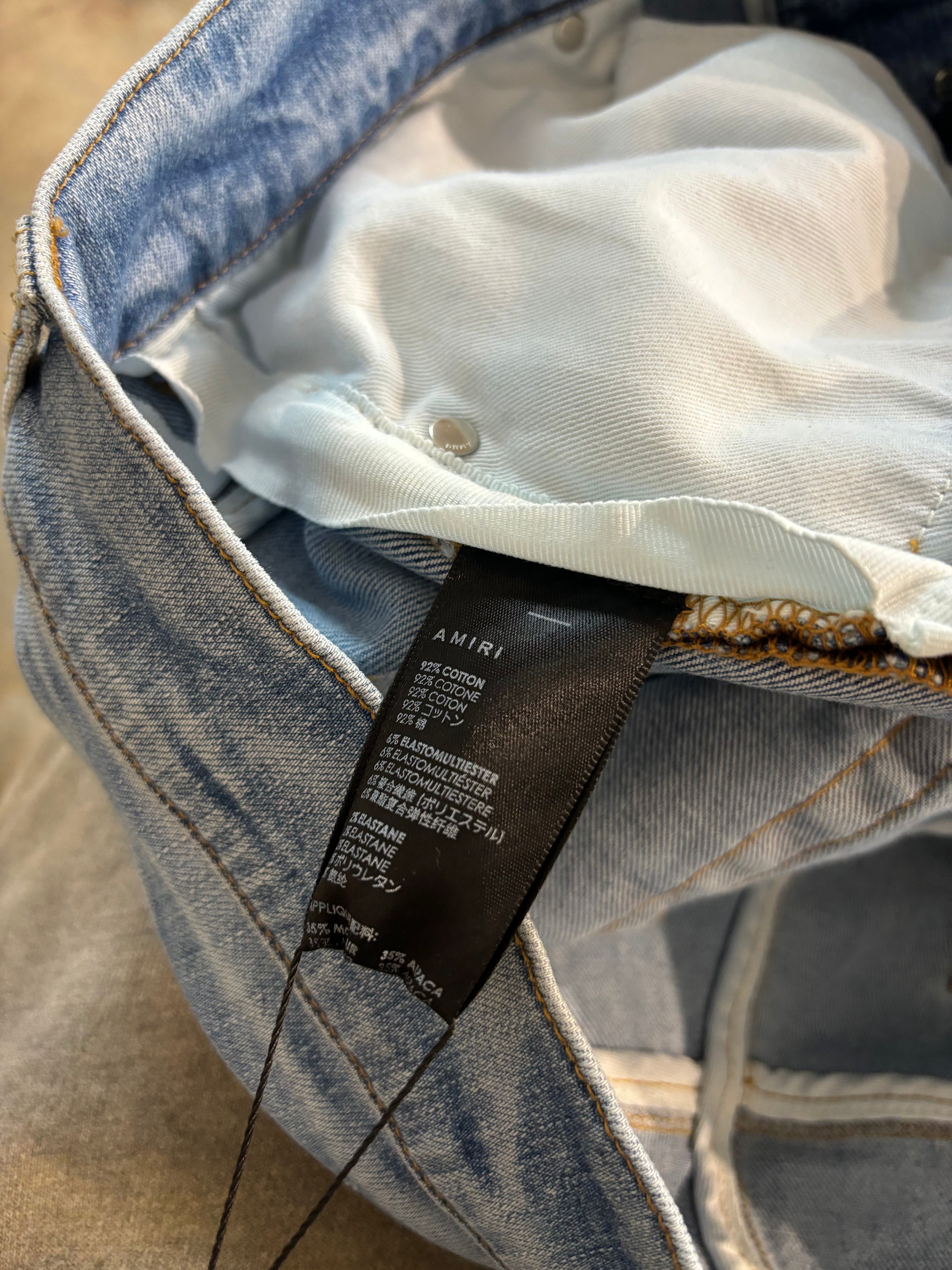 Amiri MX1 Light Wash Mohair Patch Used 36