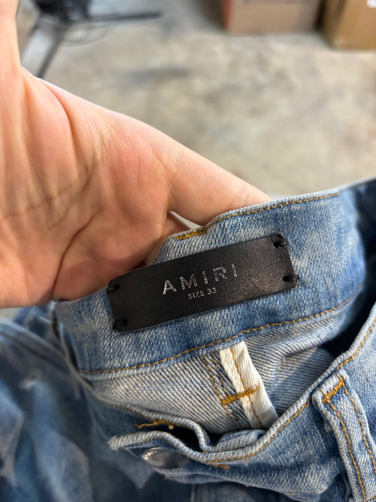 Amiri Lightwash Ripped Thrasher Jeans Used 33