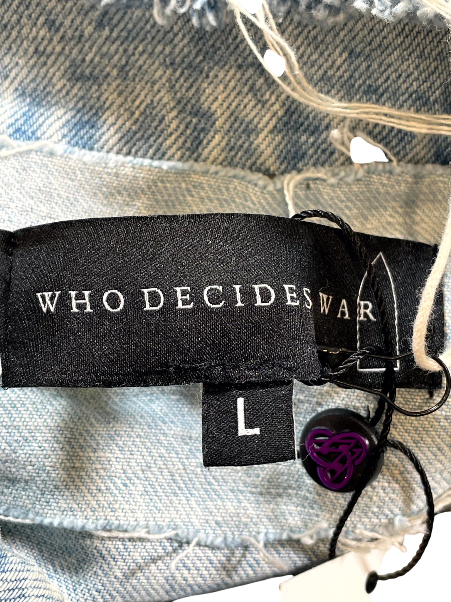 Who Decides War Patched Arch Repaired Denim Blue Jacket