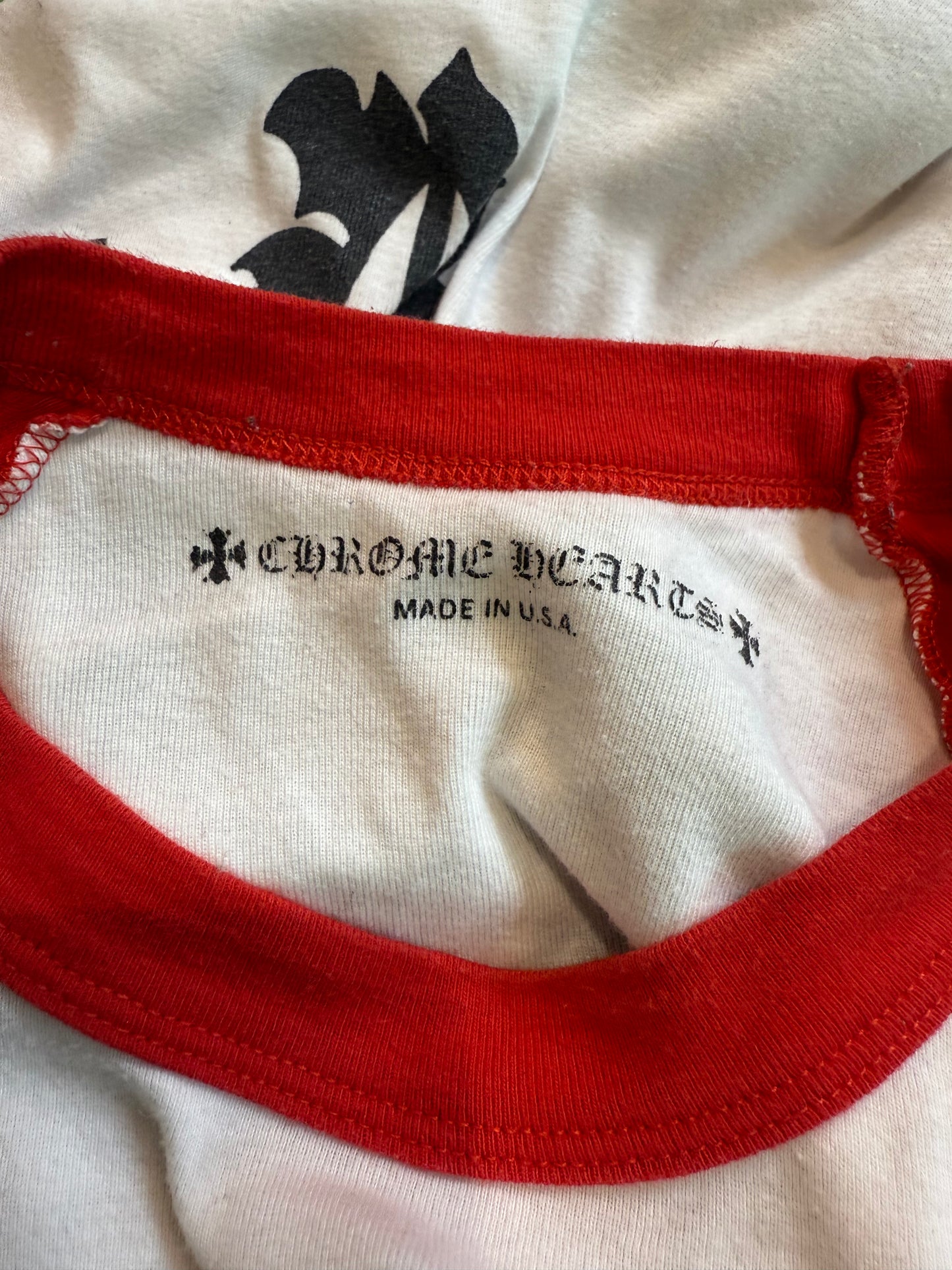 Chrome Hearts Dagger Baseball White & Red LS Tee