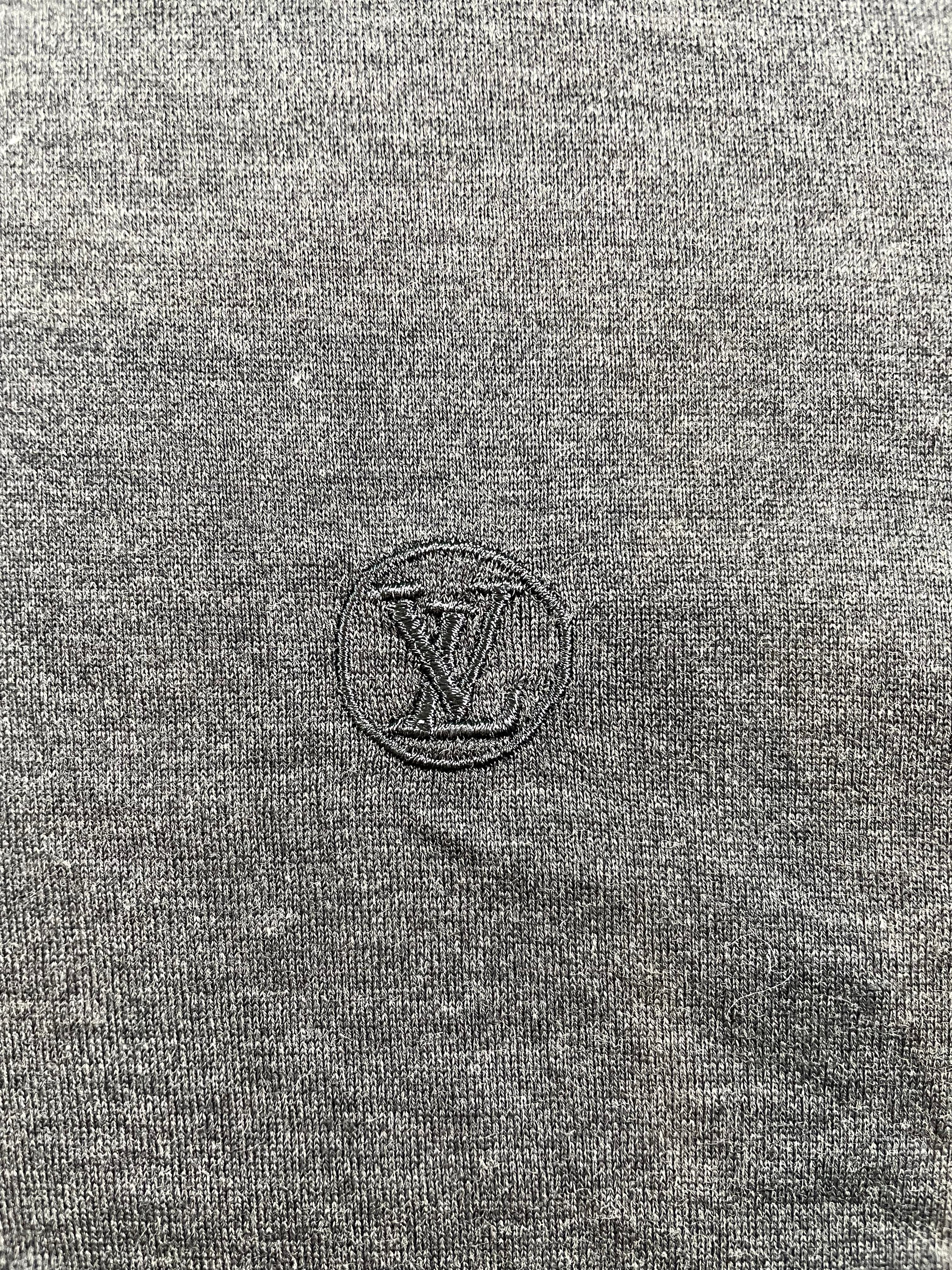 Louis Vuitton Tonal Embroidered Logo Grey Tee