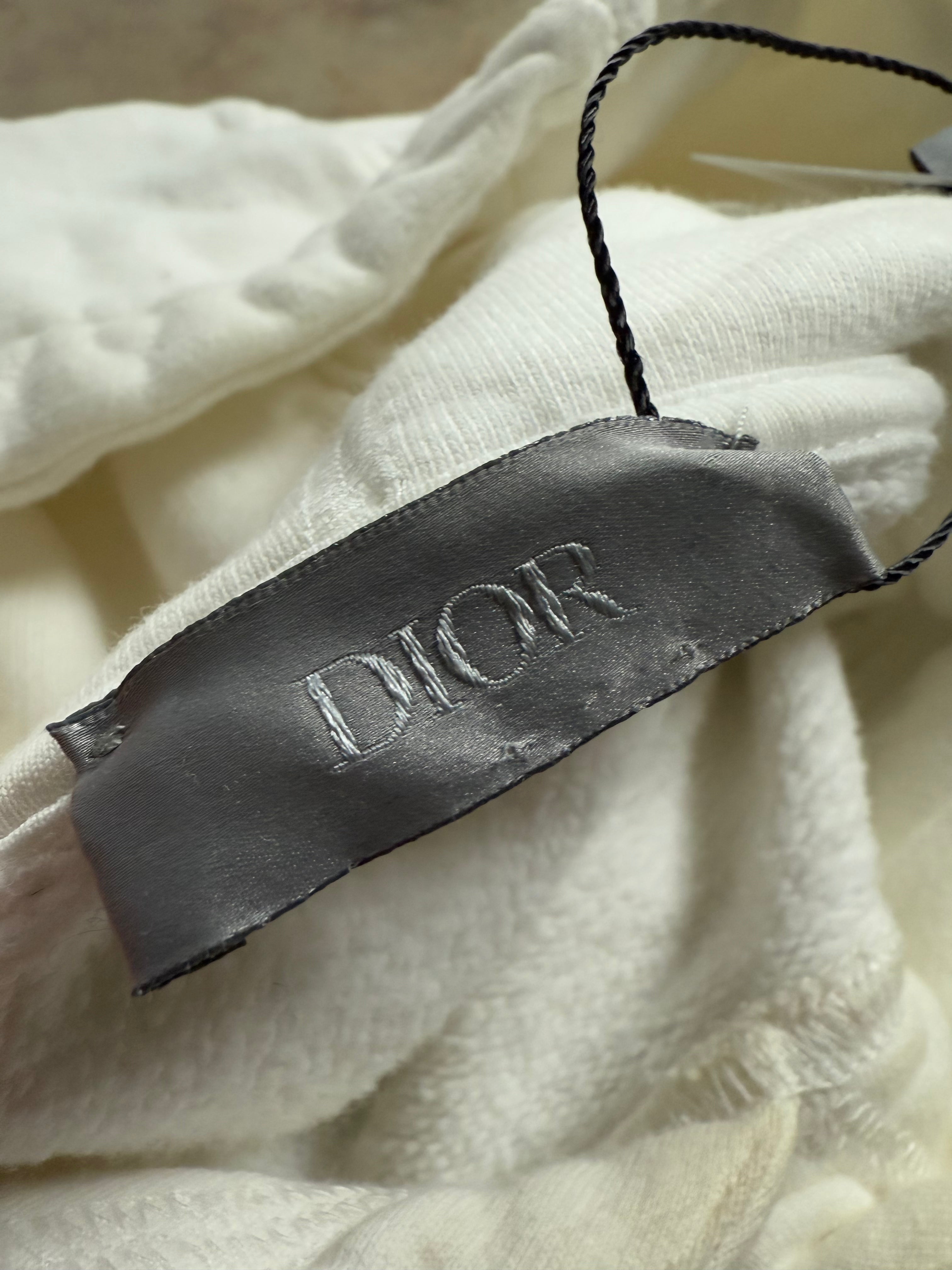 Dior Script CD Logo Hoodie White Black Used Medium