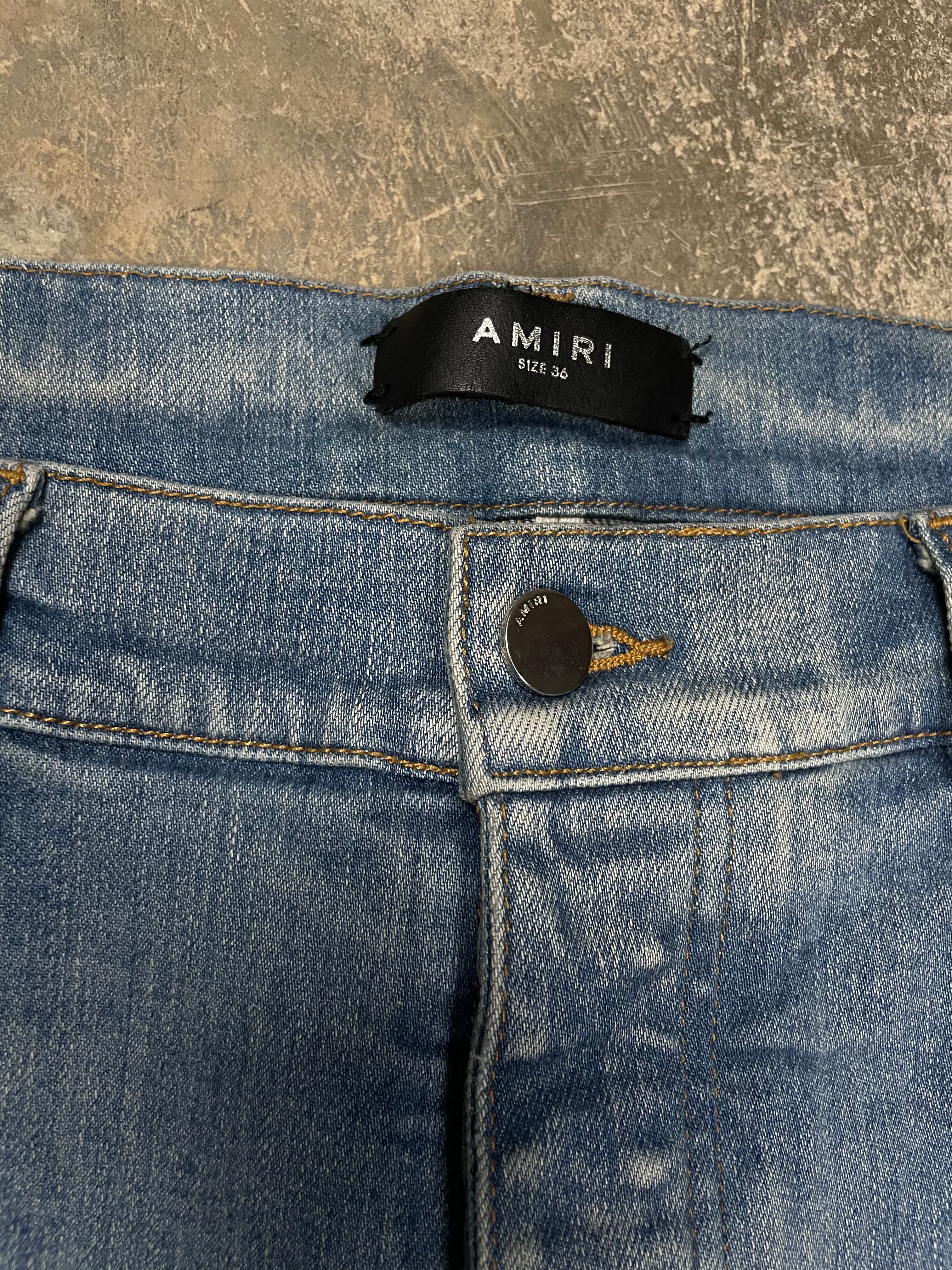 Amiri "MX1" Plaid Maroon Light Wash, Blue & Jeans