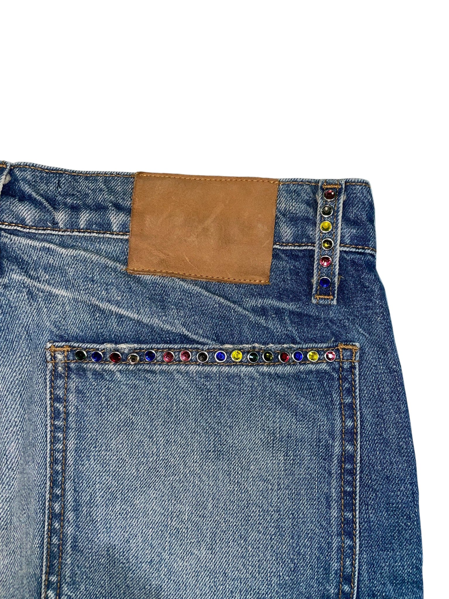 Bossi Studded Double Knee Denim Shorts