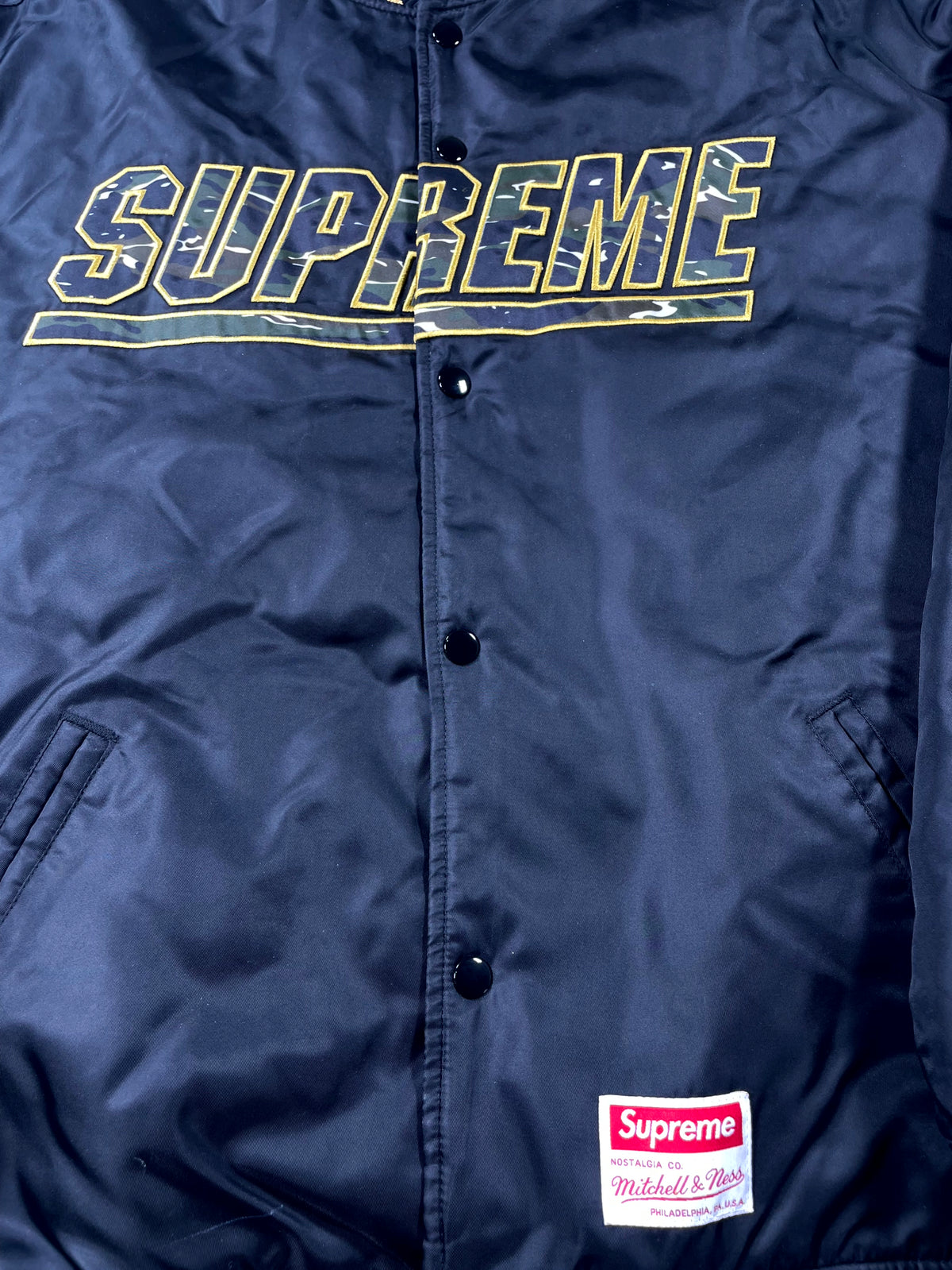 Supreme Camo Button Up Black Bomber Jacket